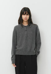 Essential Cashmere Museo Polo Sweater - SPECKLED CHARCOAL