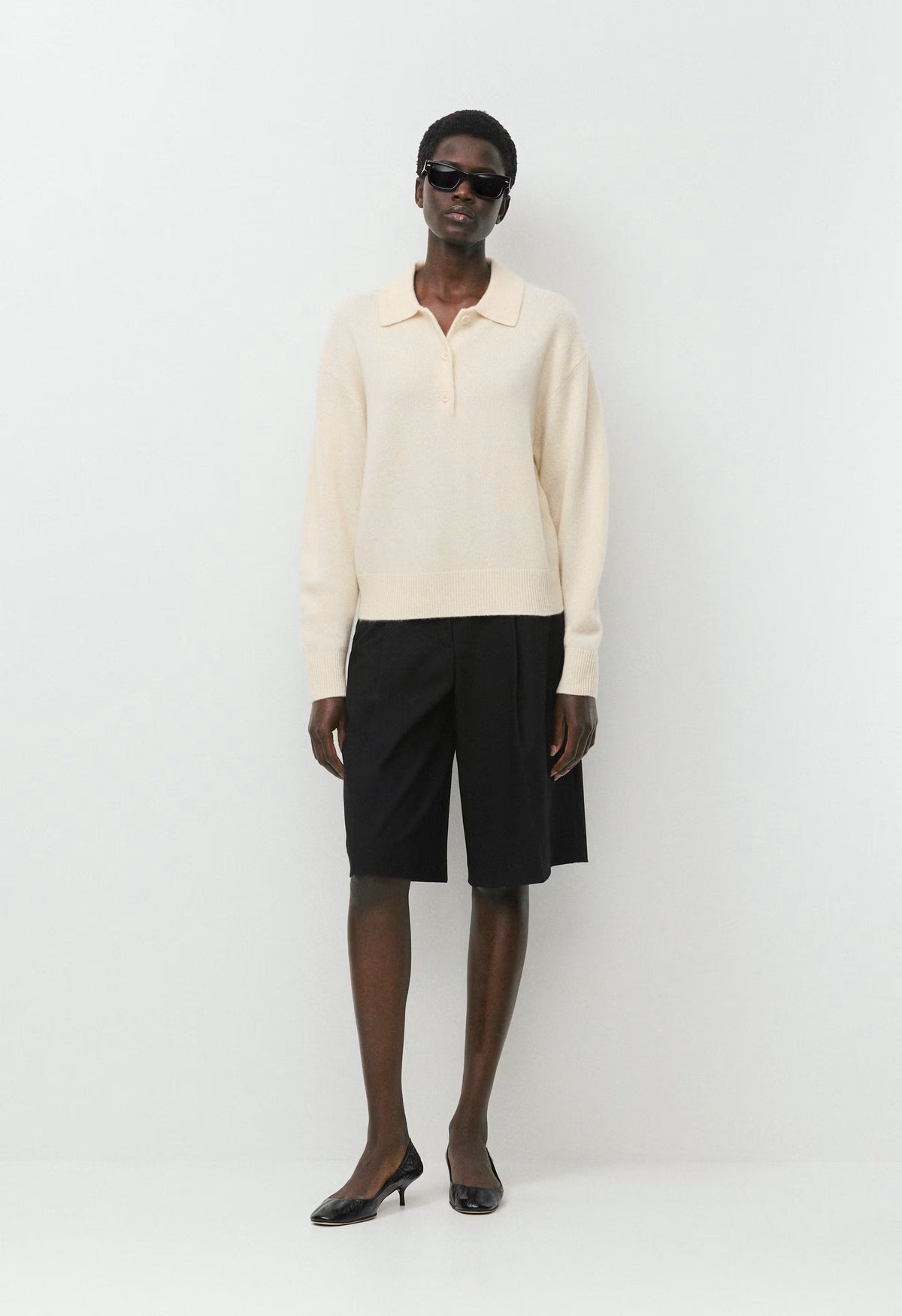 Essential Cashmere Museo Polo Sweater - SEASIDE CREAM