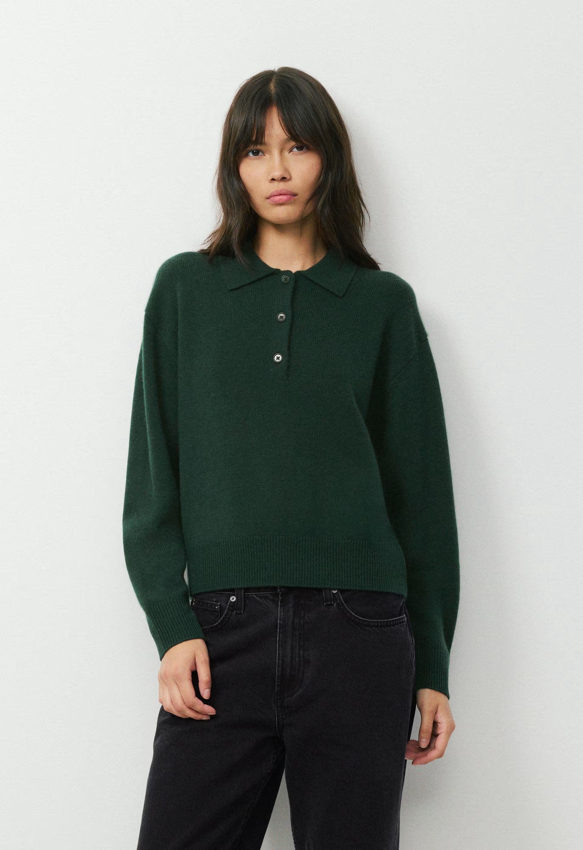 Essential Cashmere Museo Polo Sweater - FIGTREE GREEN