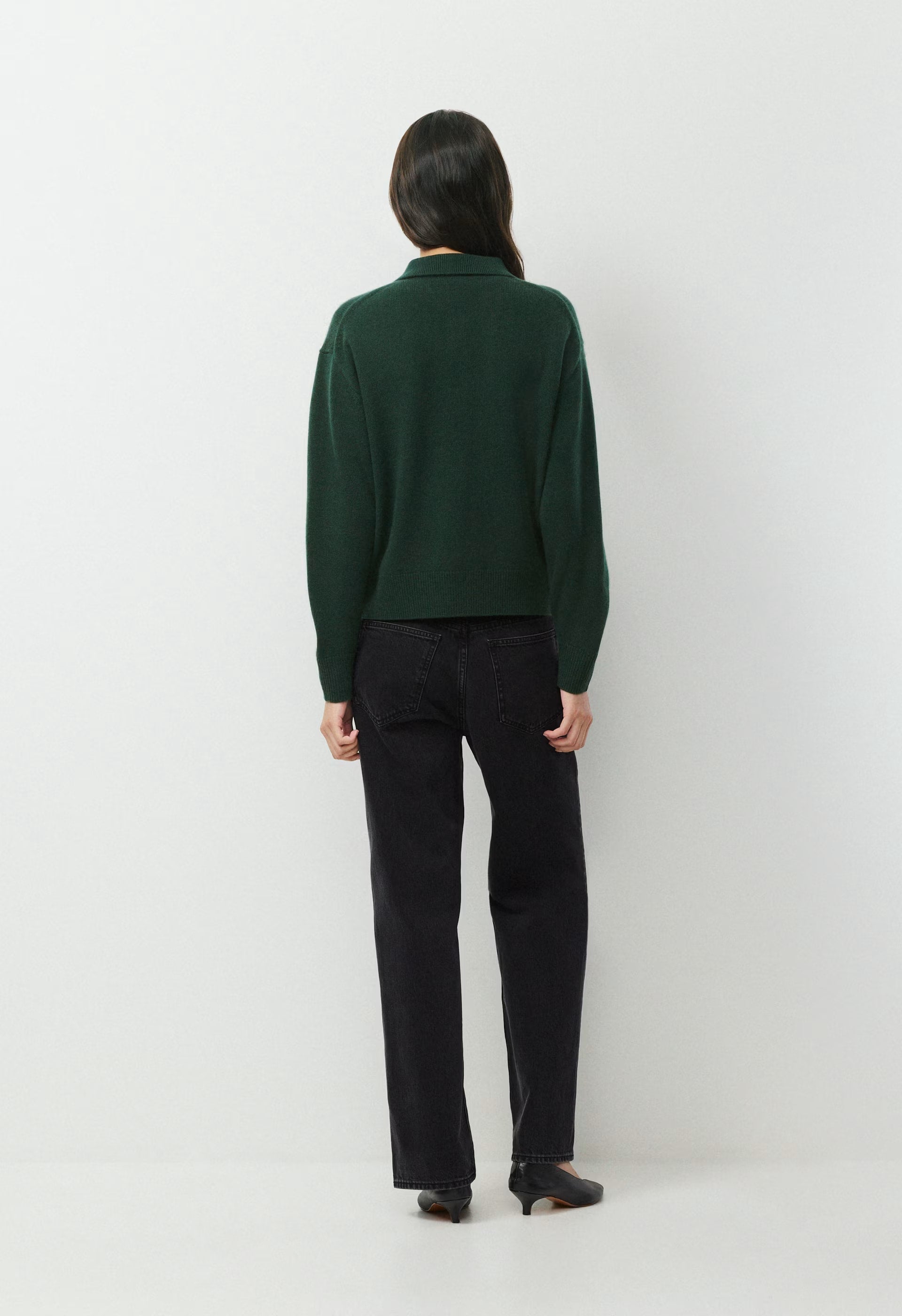 Essential Cashmere Museo Polo Sweater - FIGTREE GREEN
