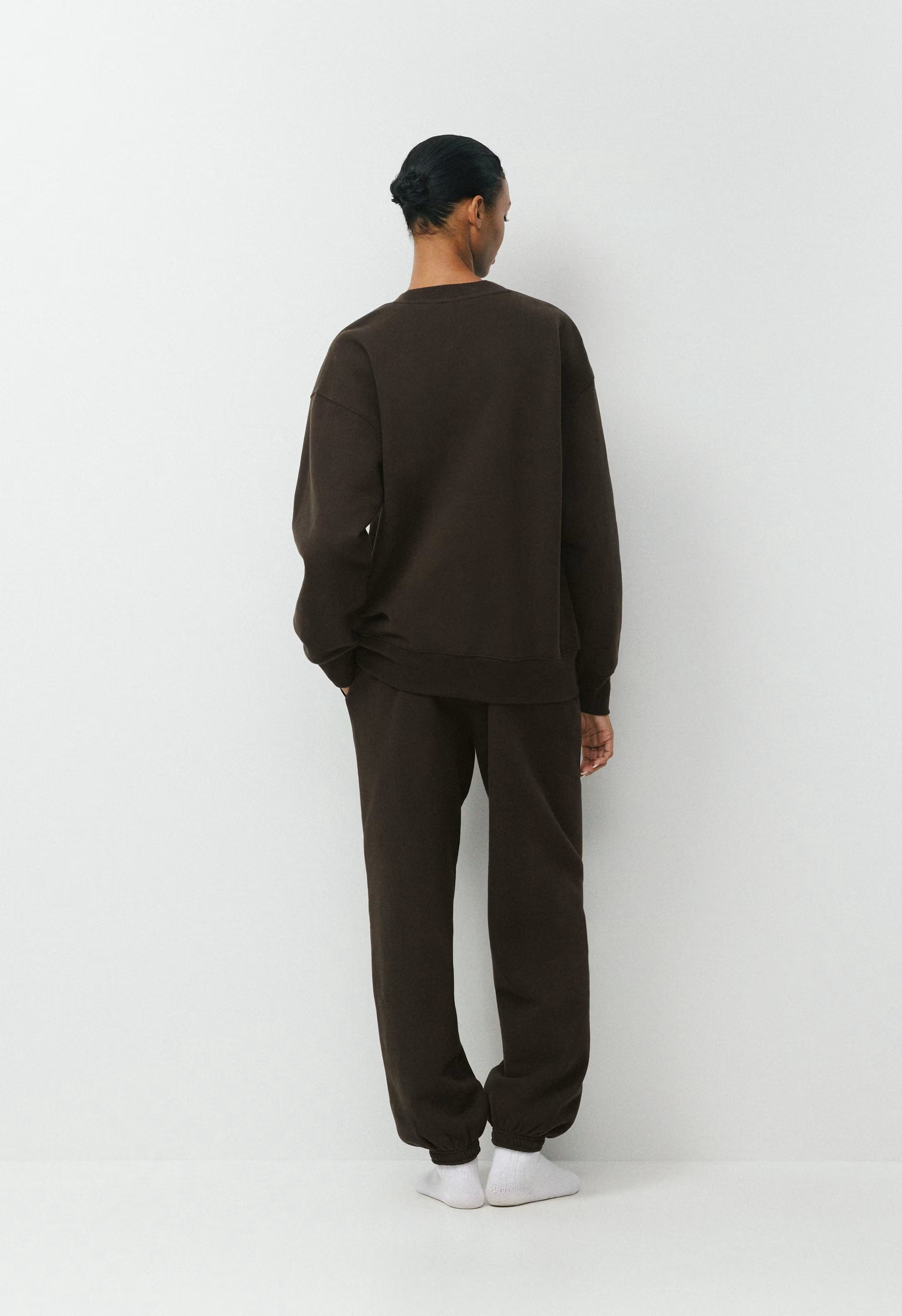 Cozy Sweatfleece Boyfriend Crew Sweatshirt - CACAO NIB BROWN