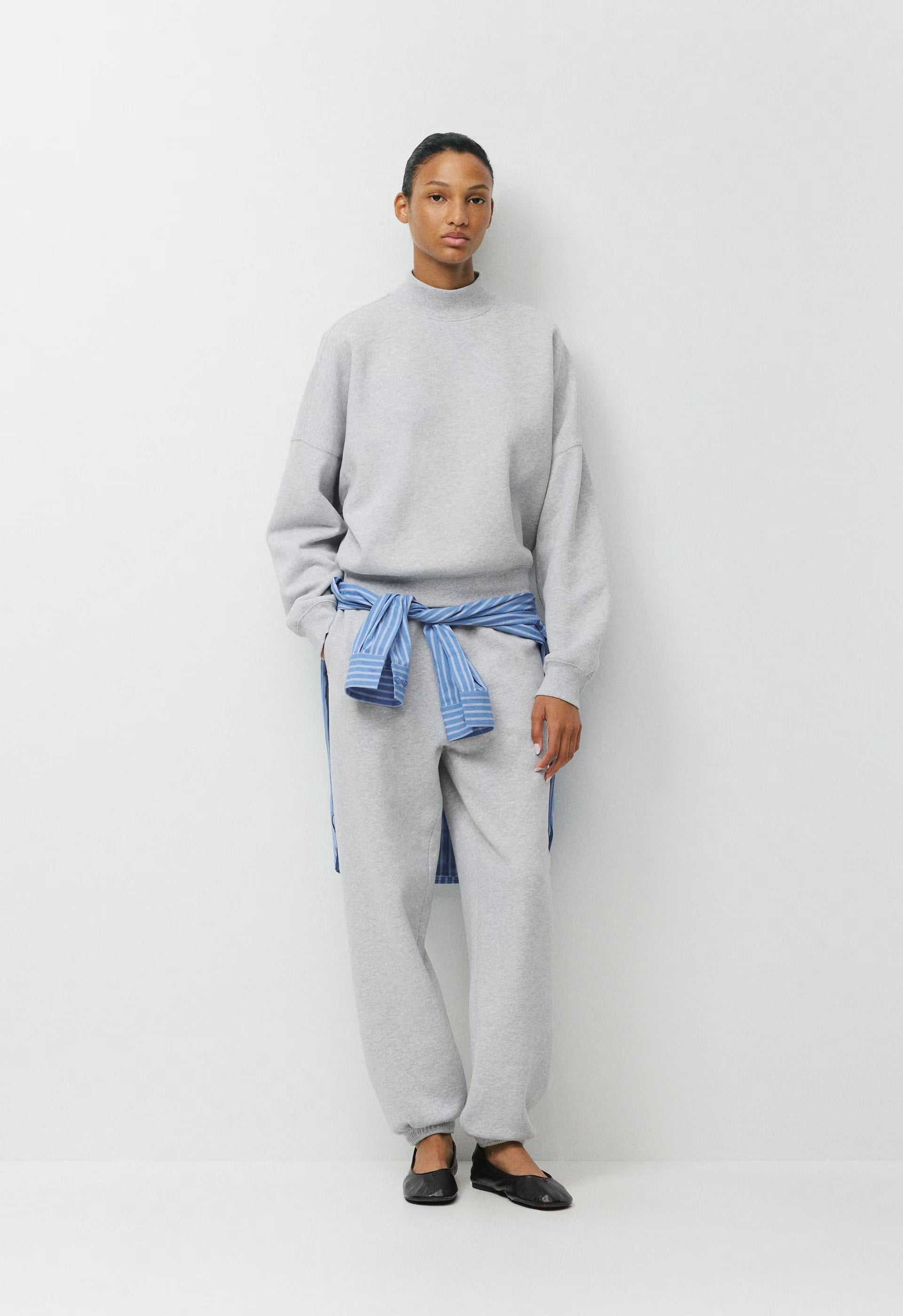 Cozy Sweatfleece Mega Mockneck - HEATHER CHROME