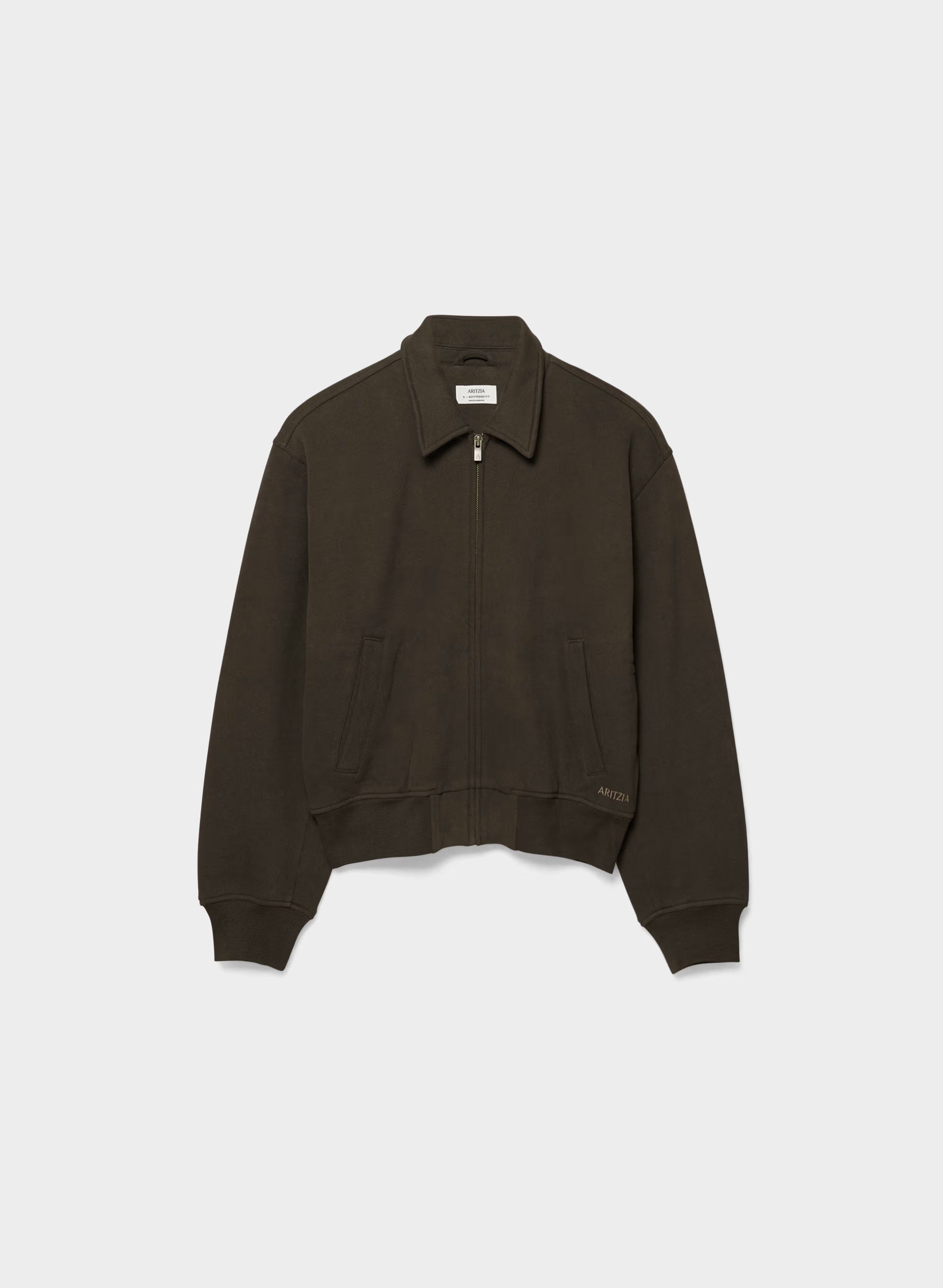 Cozy Sweatfleece Boyfriend Blouson Jacket - CACAO NIB BROWN