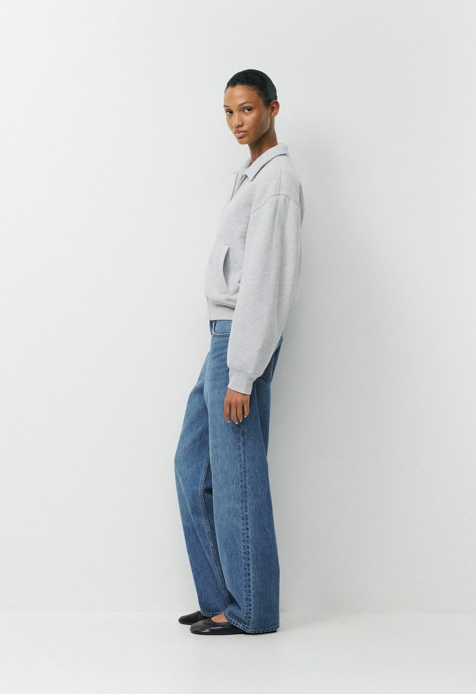 Cozy Sweatfleece Boyfriend Blouson Jacket - HEATHER CHROME