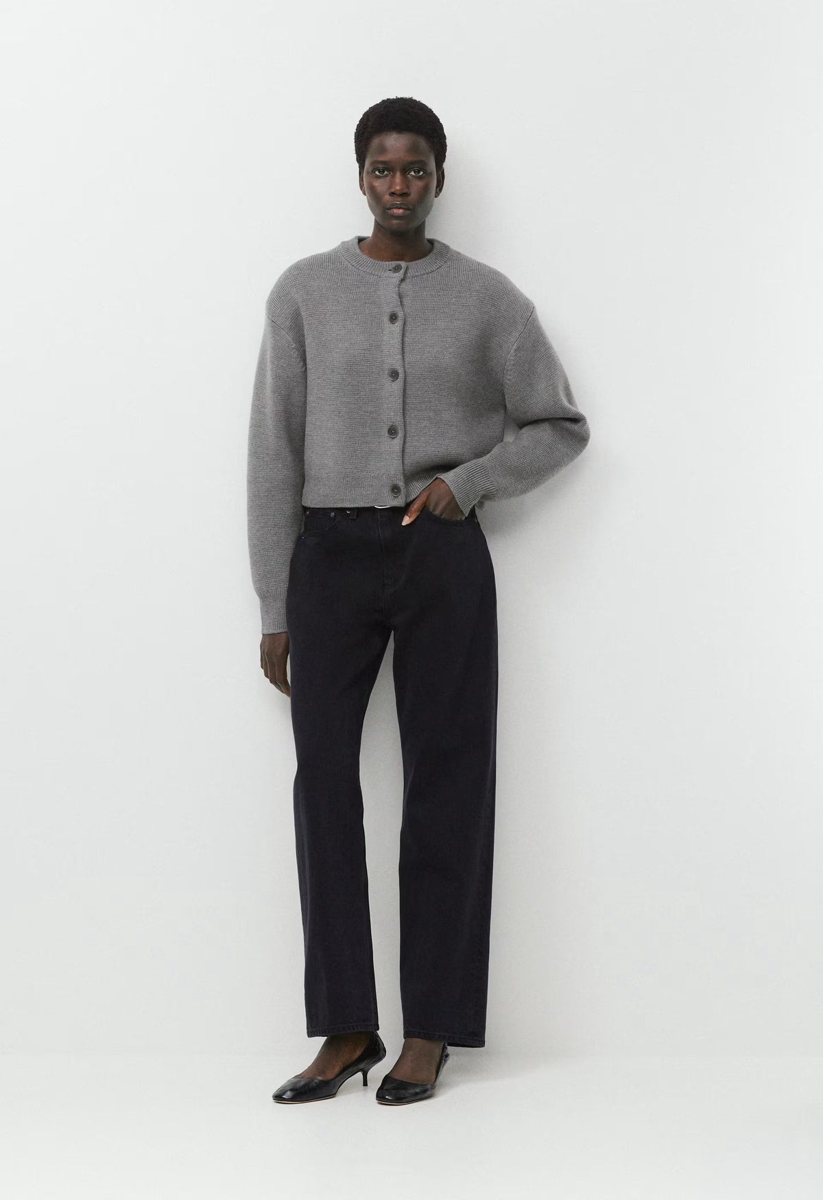 Bay Merino Wool Cardigan - HEATHER DARK GREY