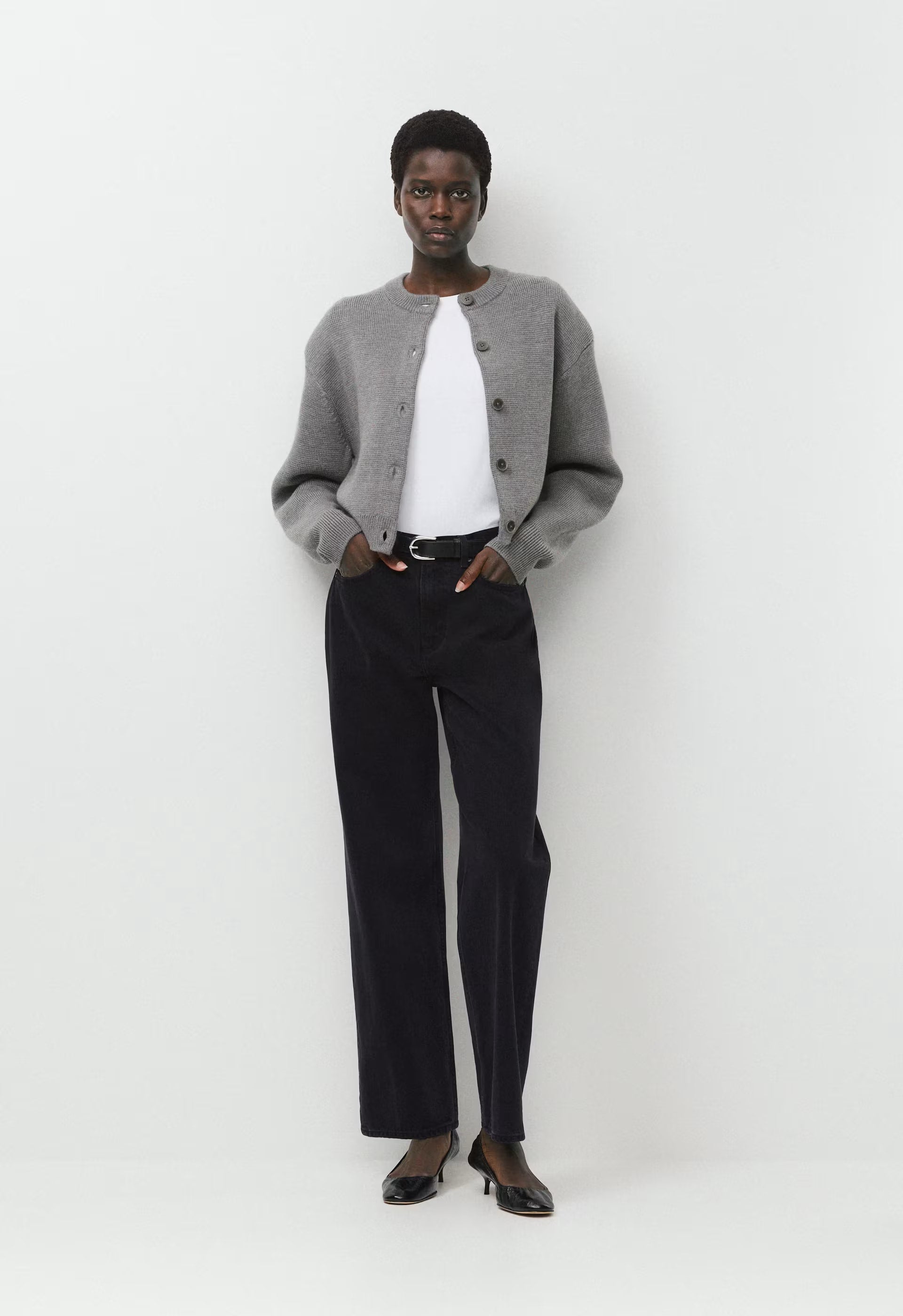 Bay Merino Wool Cardigan - HEATHER DARK GREY