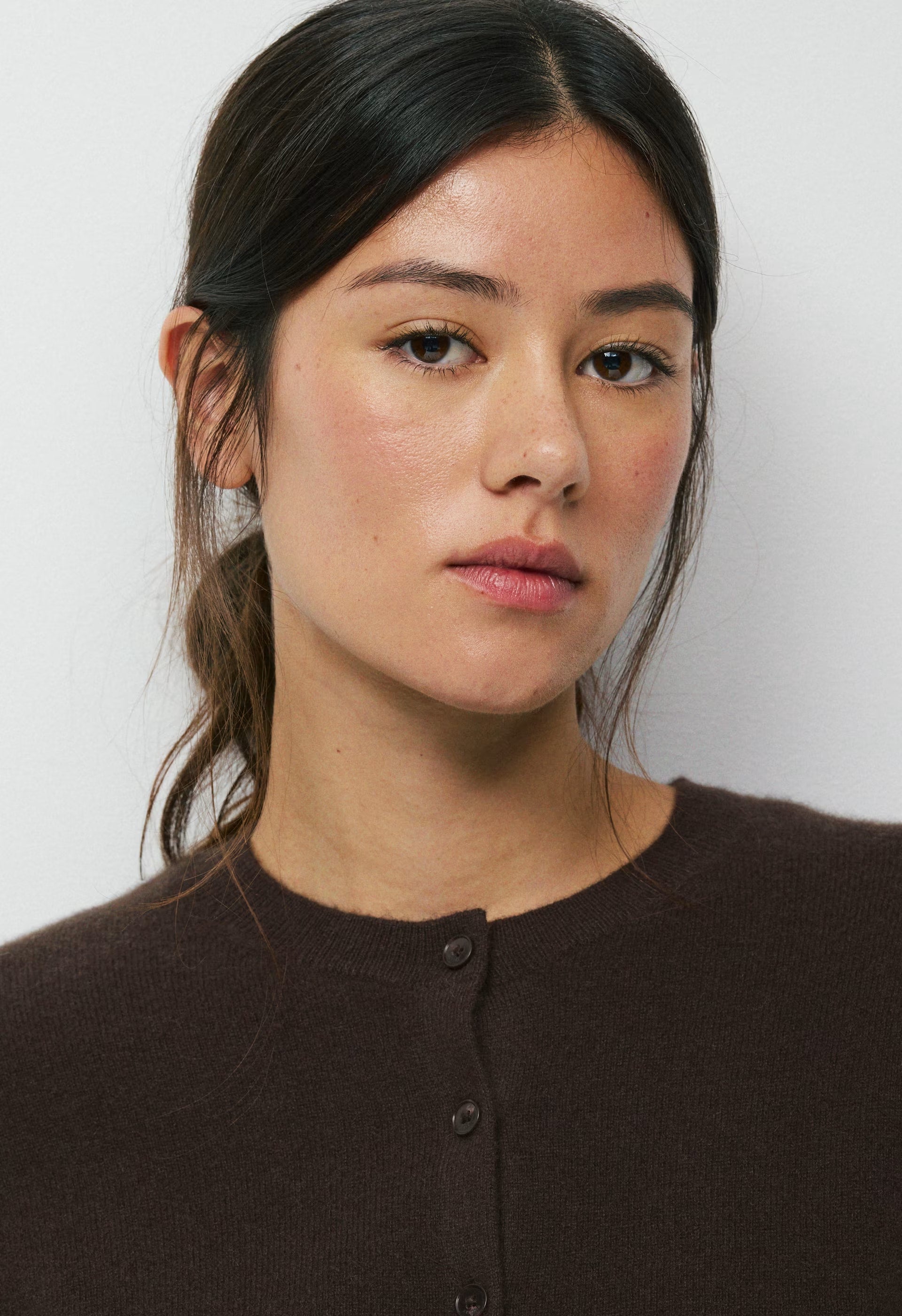 Bare Cashmere Noteworthy Cardigan - CACAO NIB BROWN