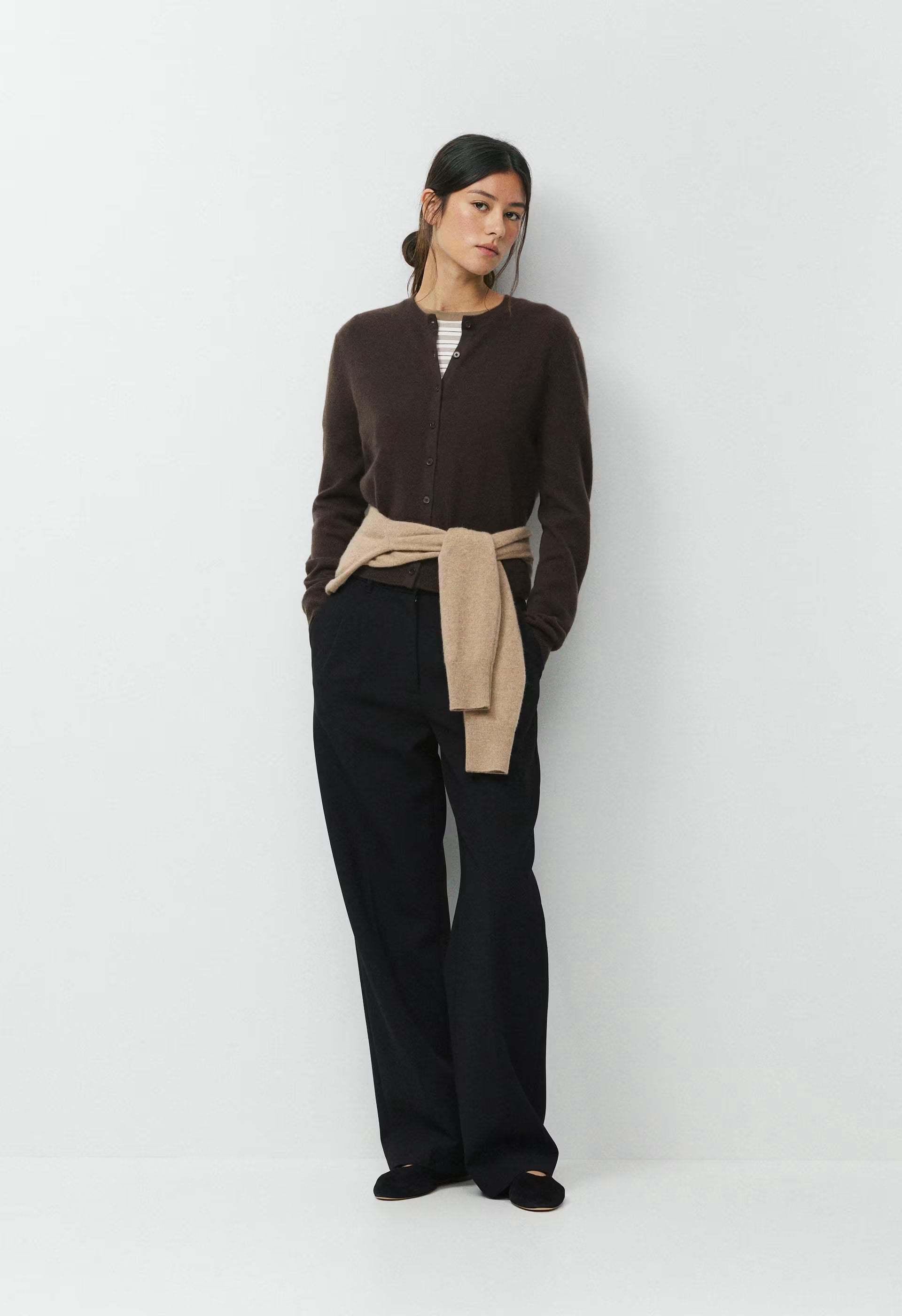 Bare Cashmere Noteworthy Cardigan - CACAO NIB BROWN