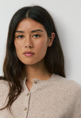 Bare Cashmere Noteworthy Cardigan - SPECKLED MRCN BEIGE