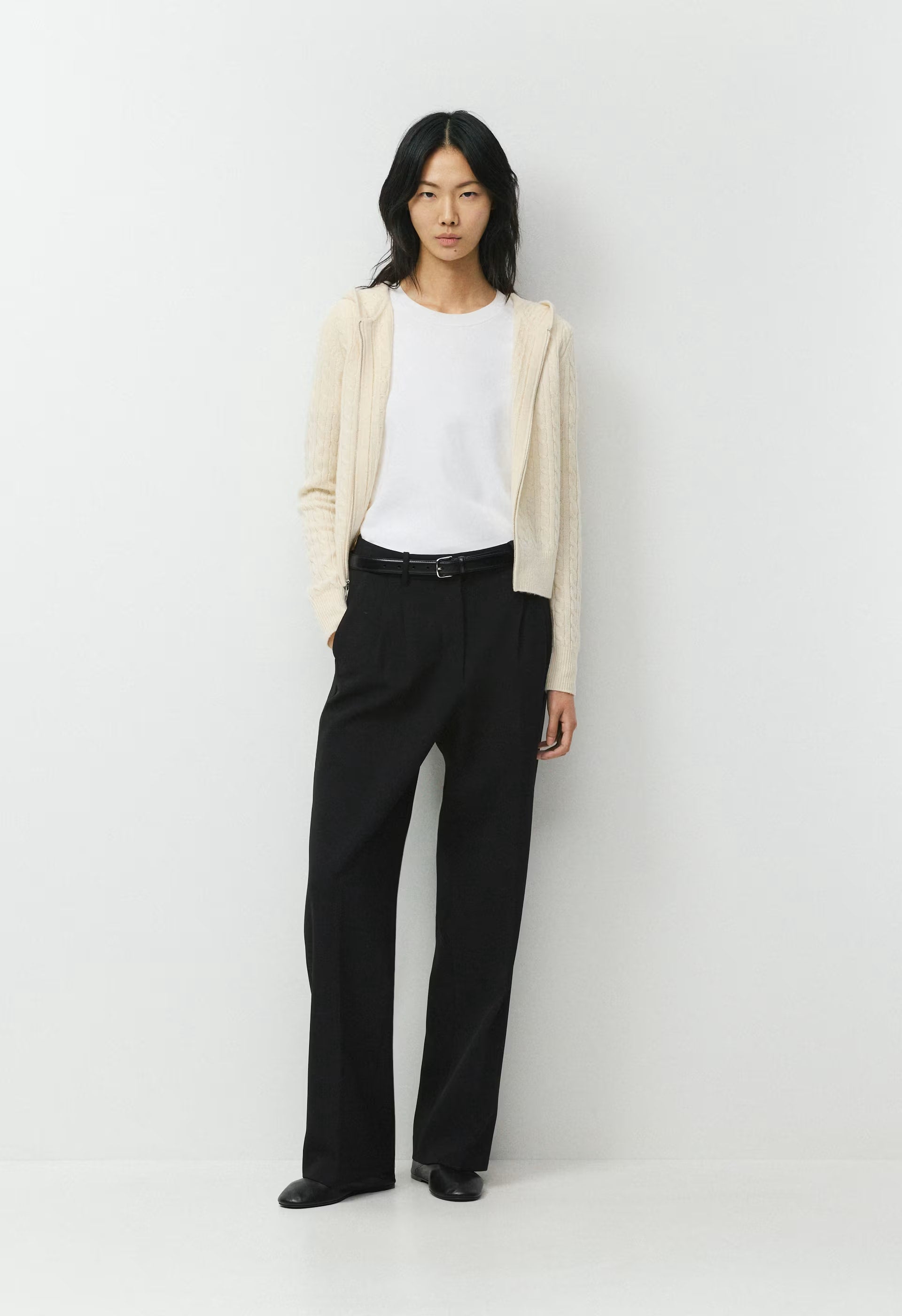 Wool Cashmere Idyllic Zip Hoodie - SEASIDE CREAM