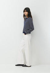 Bare Cashmere Noteworthy Cardigan - ADMIRAL NVY/LT BIRCH