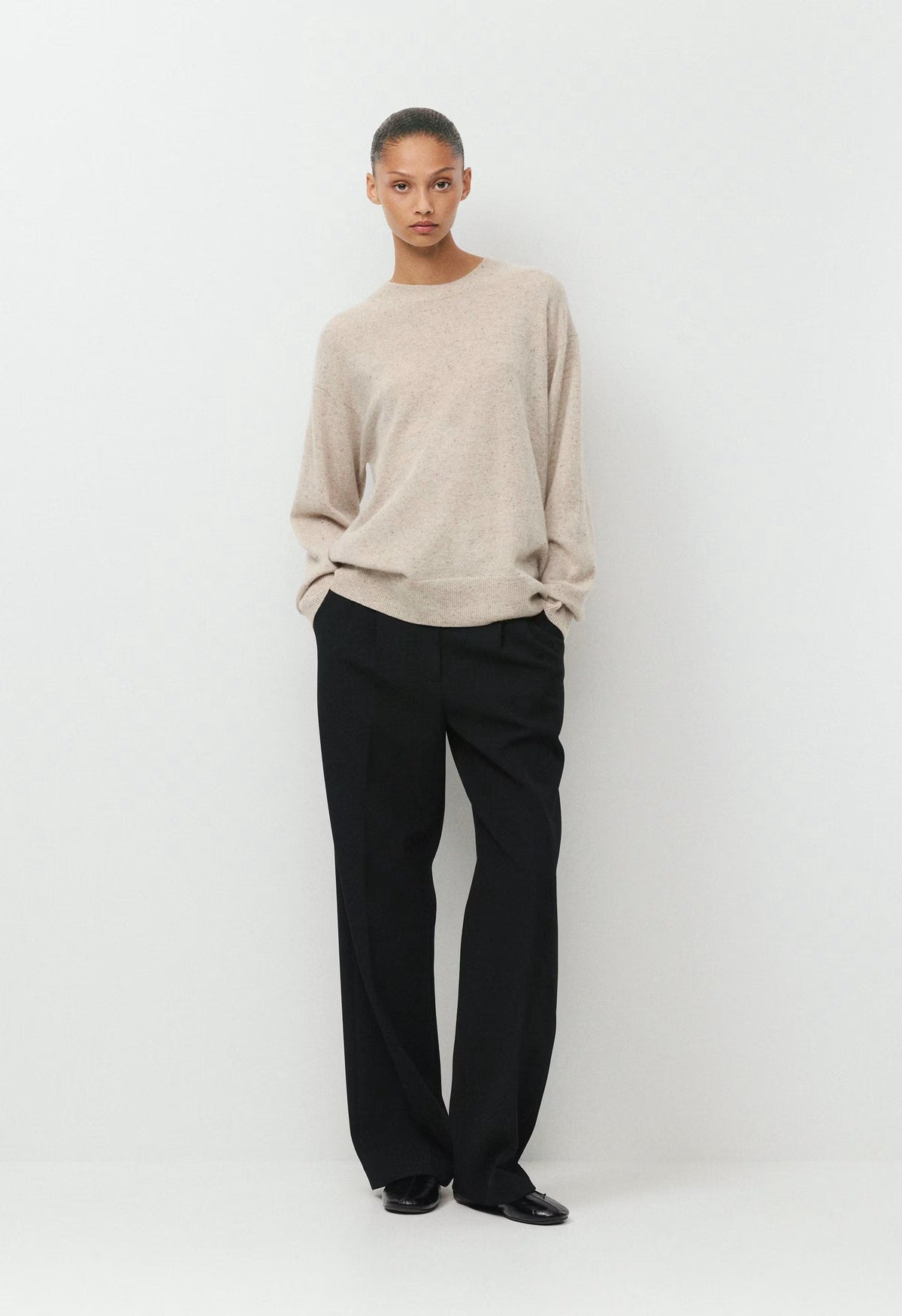 Bare Cashmere Meticulous Sweater - SPECKLED MRCN BEIGE