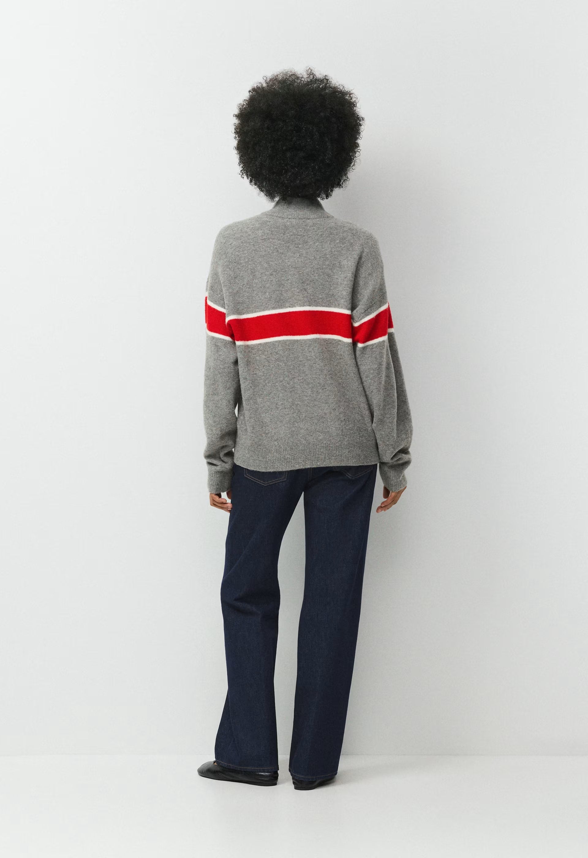 Axle Sweater - HTHR DRK GREY/FLNG RED