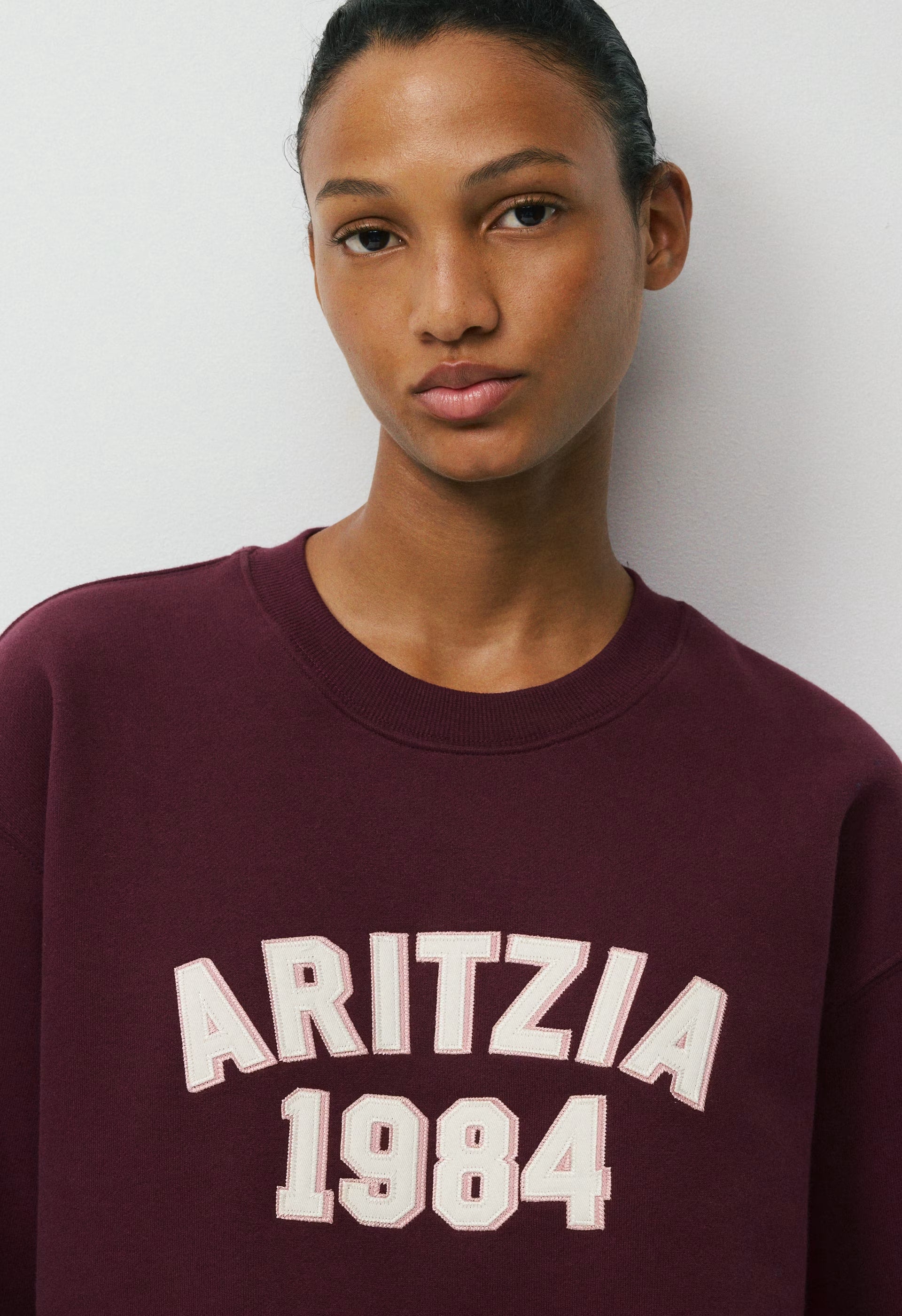 Cozy Sweatfleece Perfect Crew Sweatshirt - GALA PLUM/ LT BIRCH