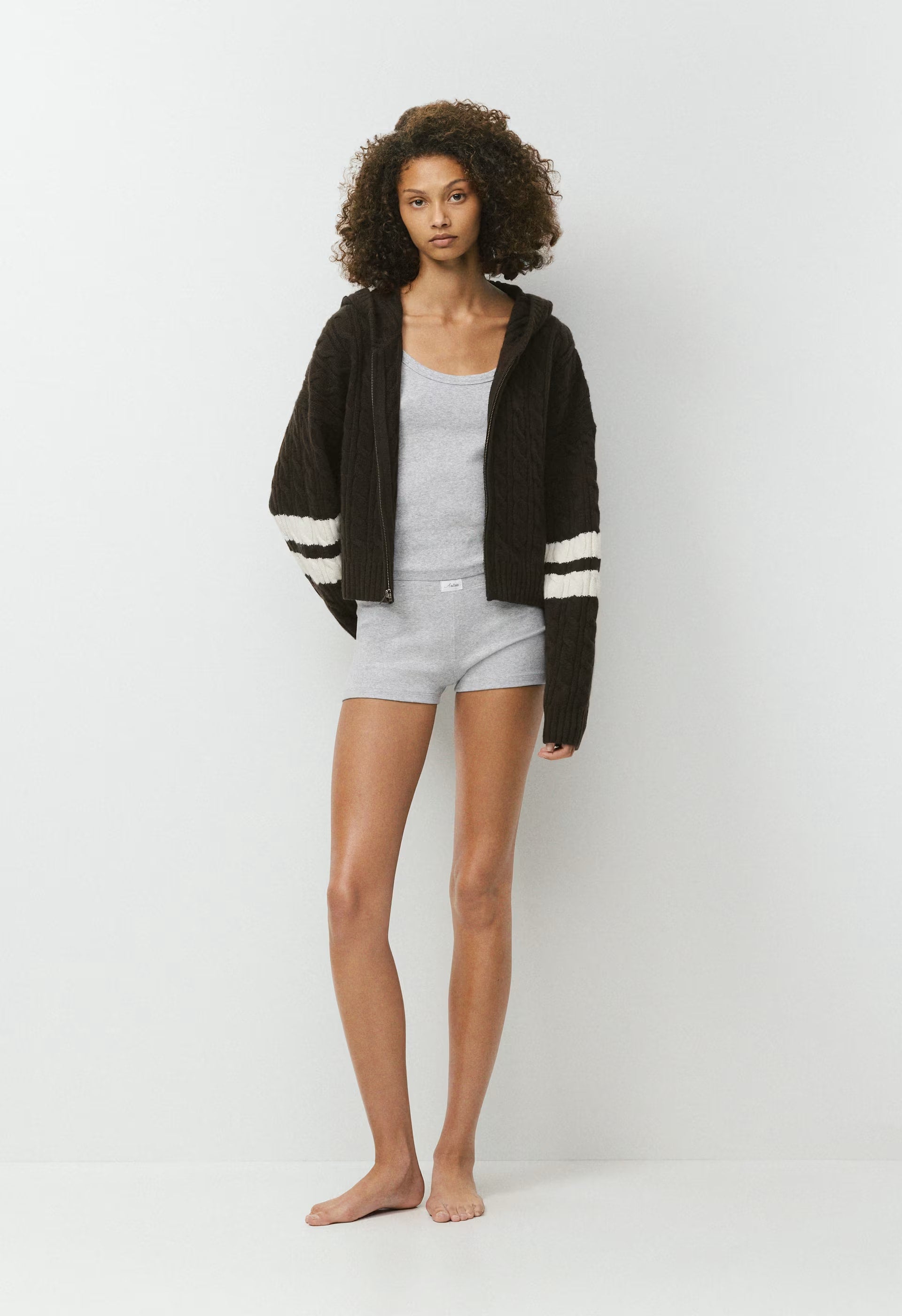 Octavia Zip Hoodie - CACAO NB BROWN/W WHITE