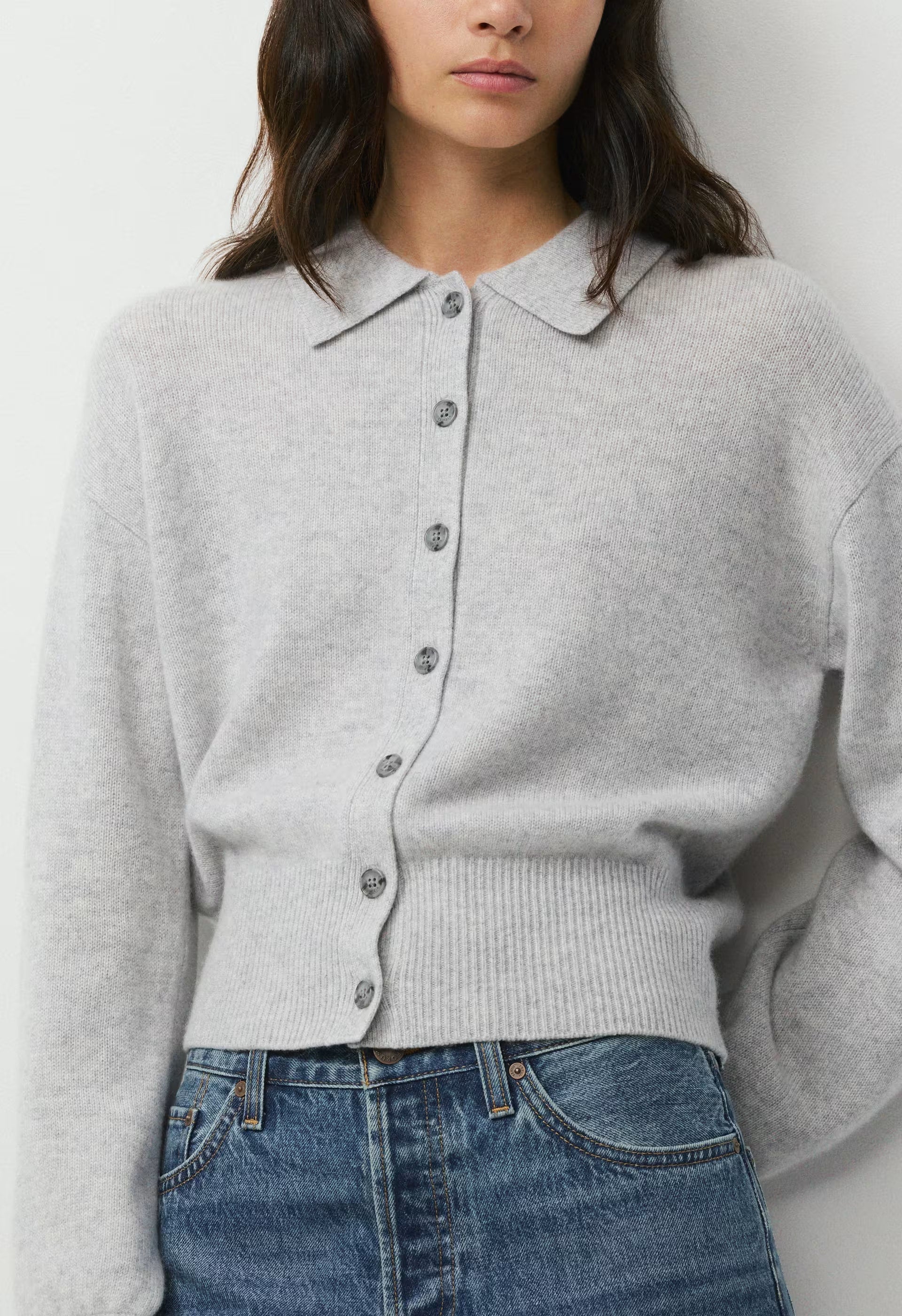 Essential Cashmere Princely Cardigan - HEATHER CHROME