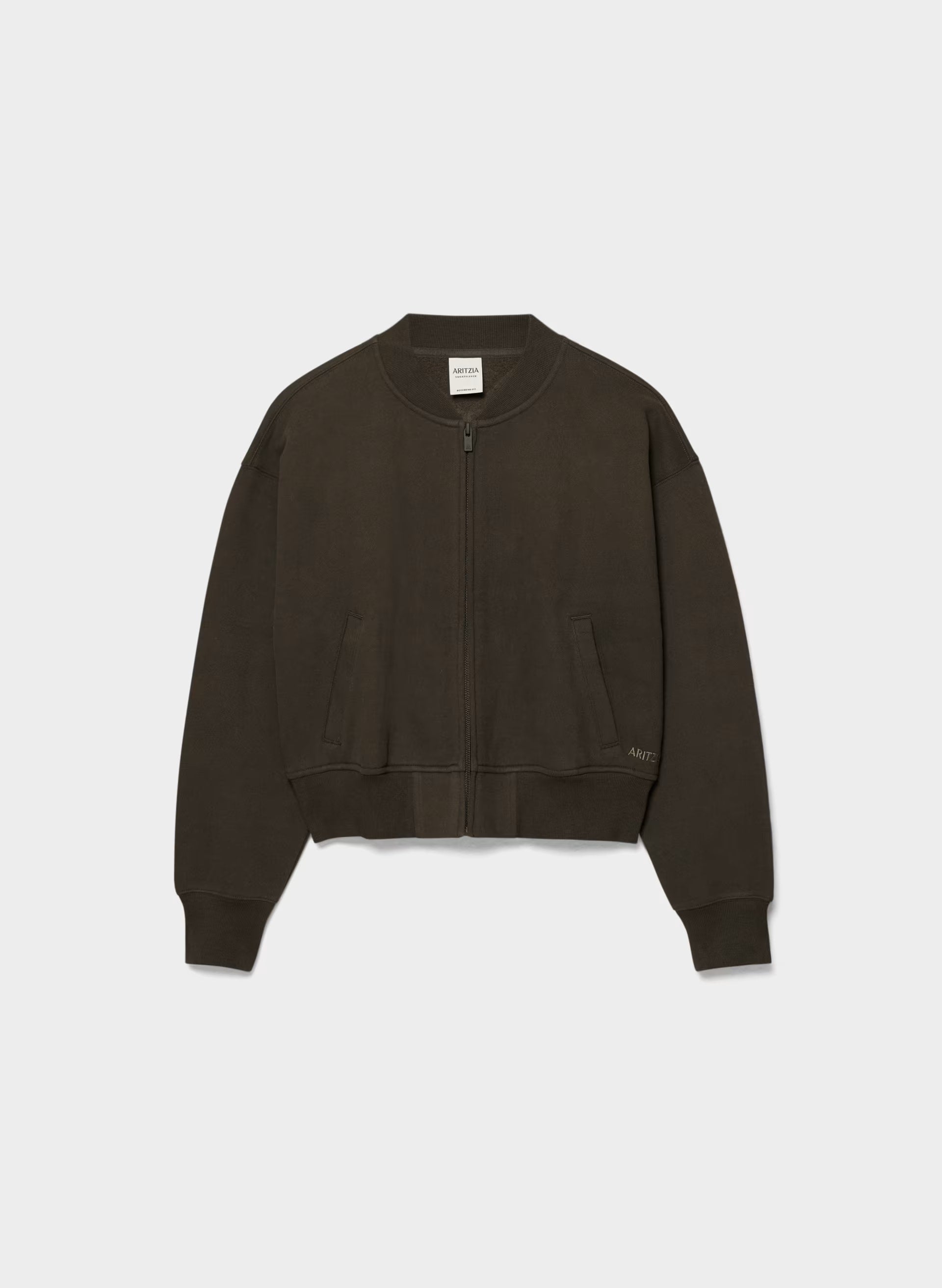 Cozy Sweatfleece Boyfriend Bomber - CACAO NIB BROWN