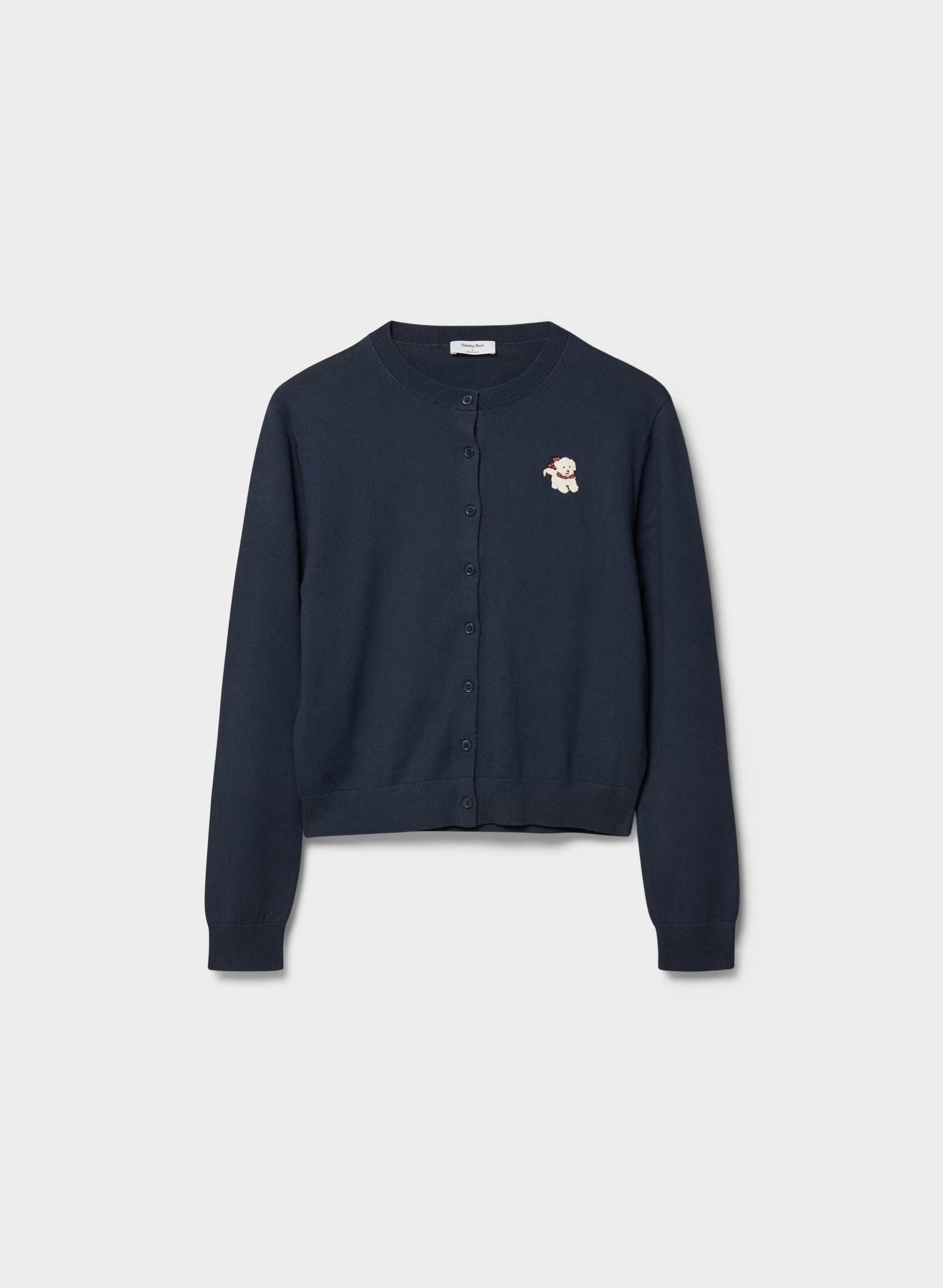 Cotton Charm™ Noteworthy Icon Cardigan - ADMIRAL NAVY/ LUNA