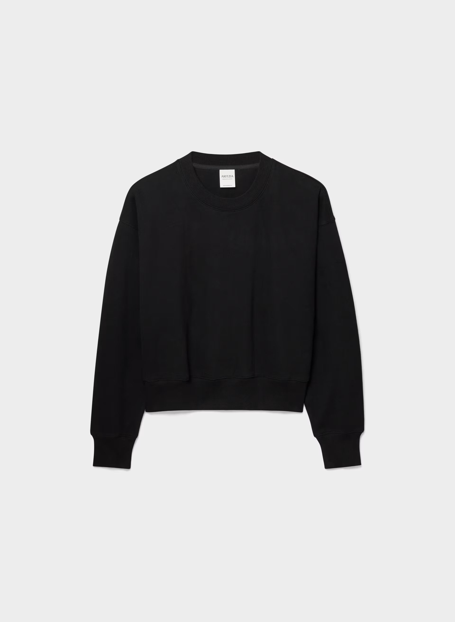 Cozy Sweatfleece Boyfriend Boxy Sweatshirt - BLACK
