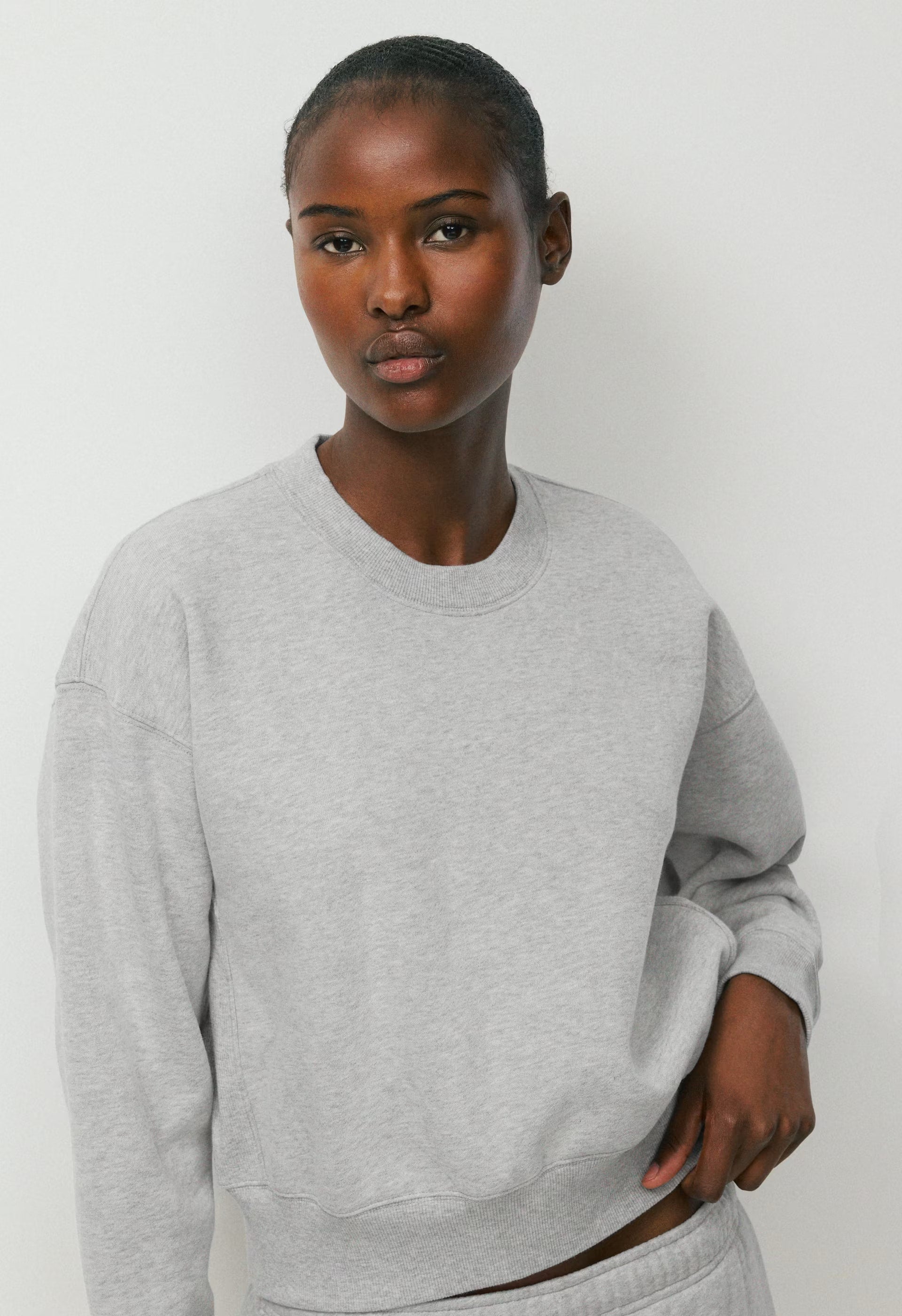Cozy Sweatfleece Boyfriend Boxy Sweatshirt - HEATHER CHROME