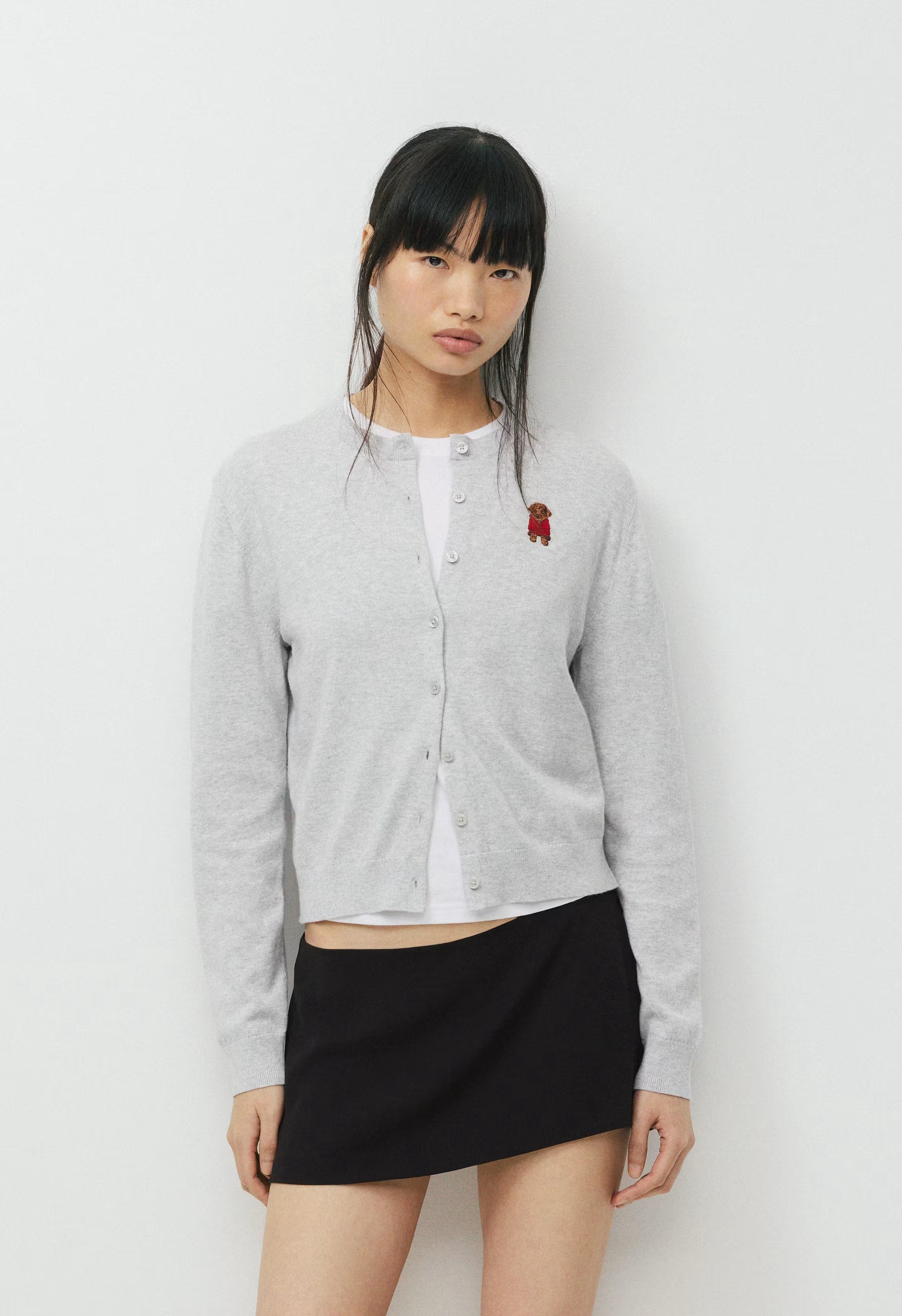 Cotton Charm™ Noteworthy Icon Cardigan - HEATHER CHROME/GEORGE