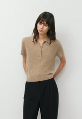 Bare Cashmere Cellini Shortsleeve Sweater - HEATHER NOMAD TAUPE