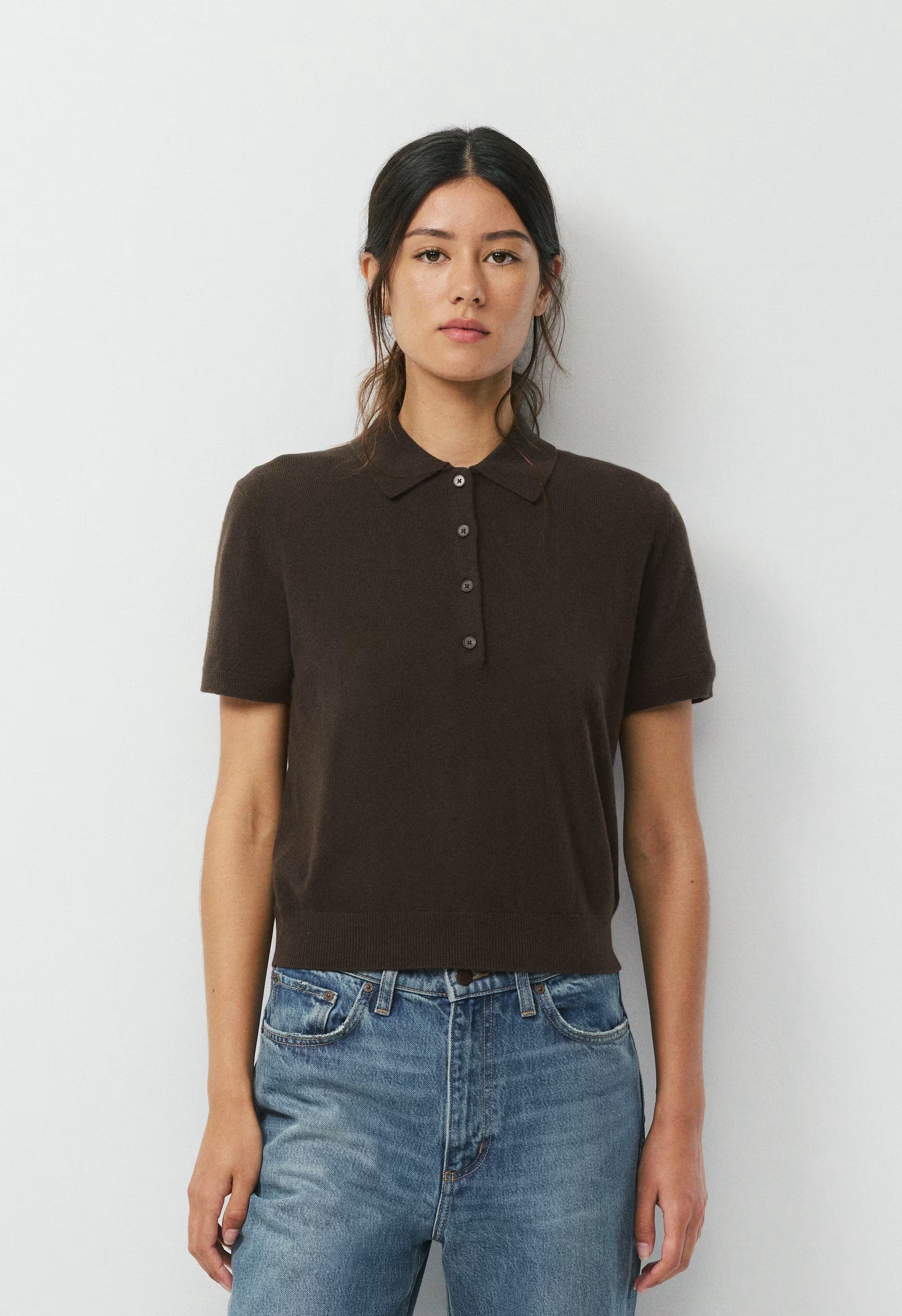 Bare Cashmere Cellini Shortsleeve Sweater - CACAO NIB BROWN