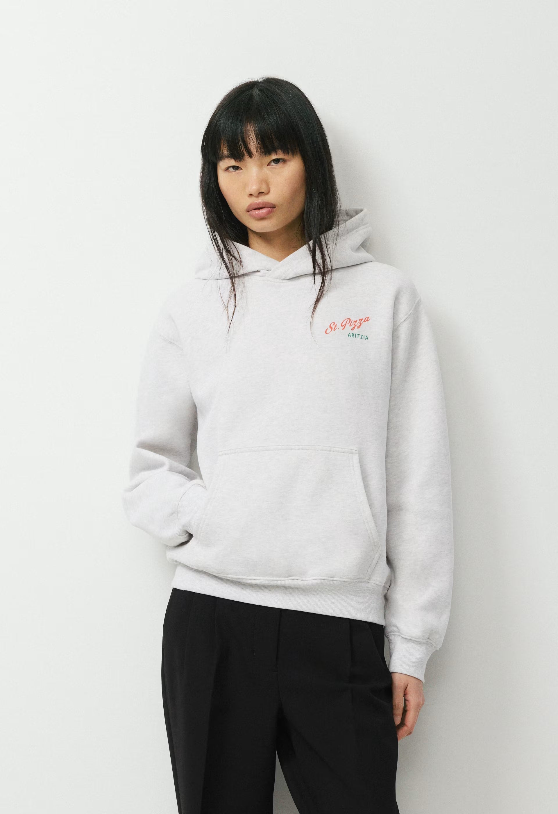 Cozy Sweatfleece Perfect Hoodie - HEATHER CLOUD WHITE