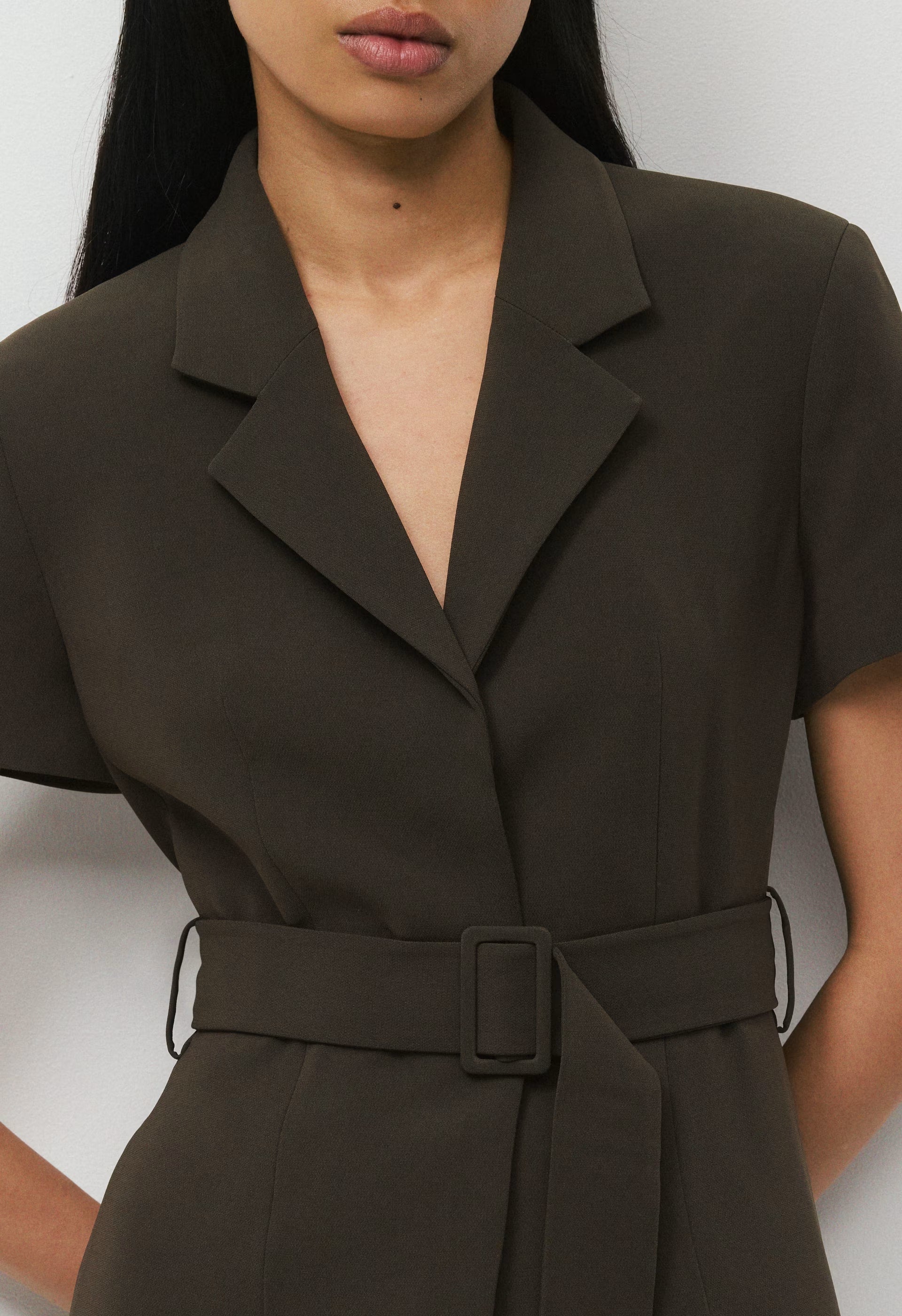 Brynn Shortsleeve Blazer - Sway Crepe - DARK COFFEE