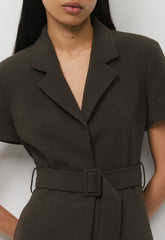 Brynn Shortsleeve Blazer - Sway Crepe - DARK COFFEE
