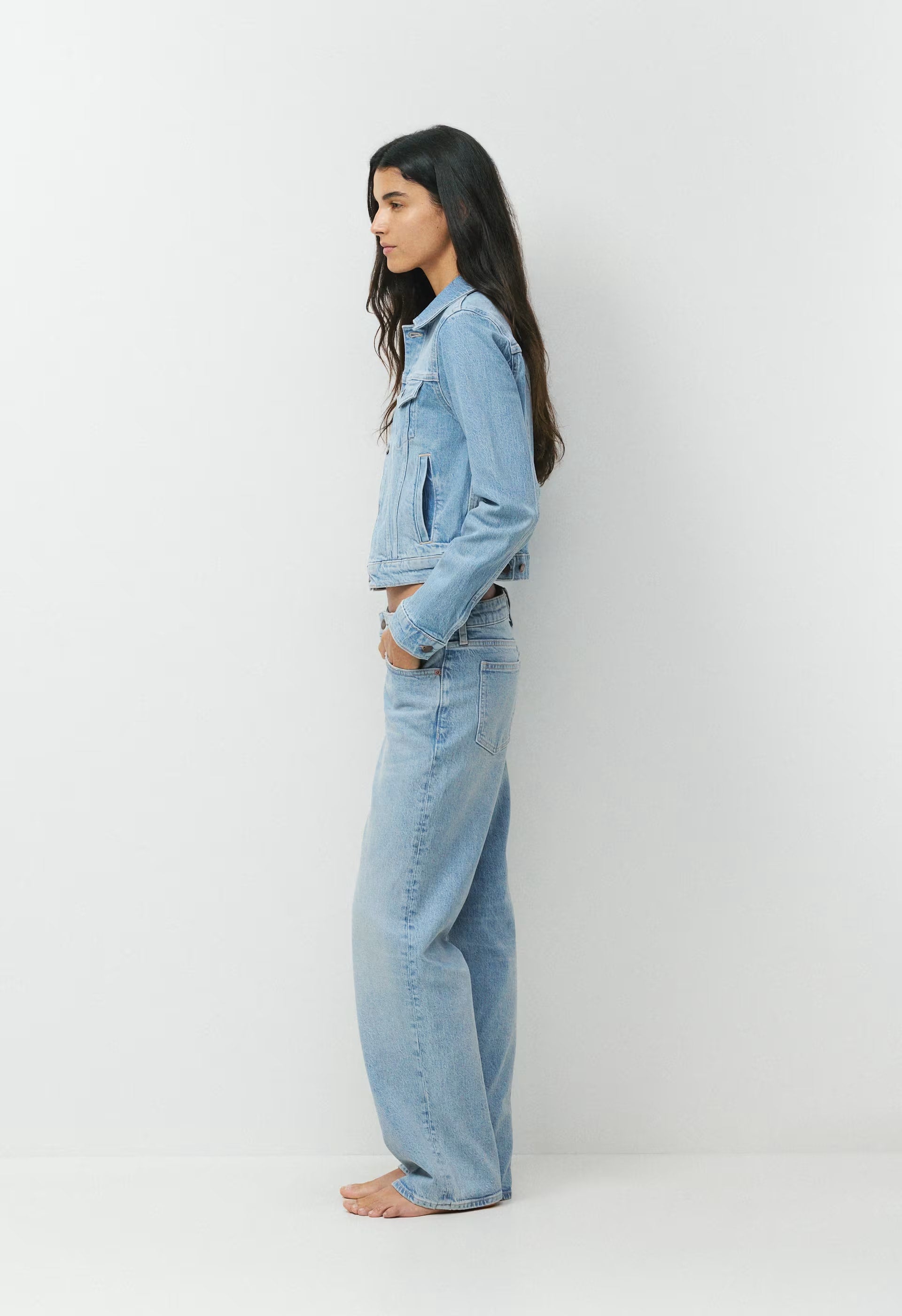 Denim Forum Toni Shrunken Denim Jacket - VINTAGE LIGHT BLUE