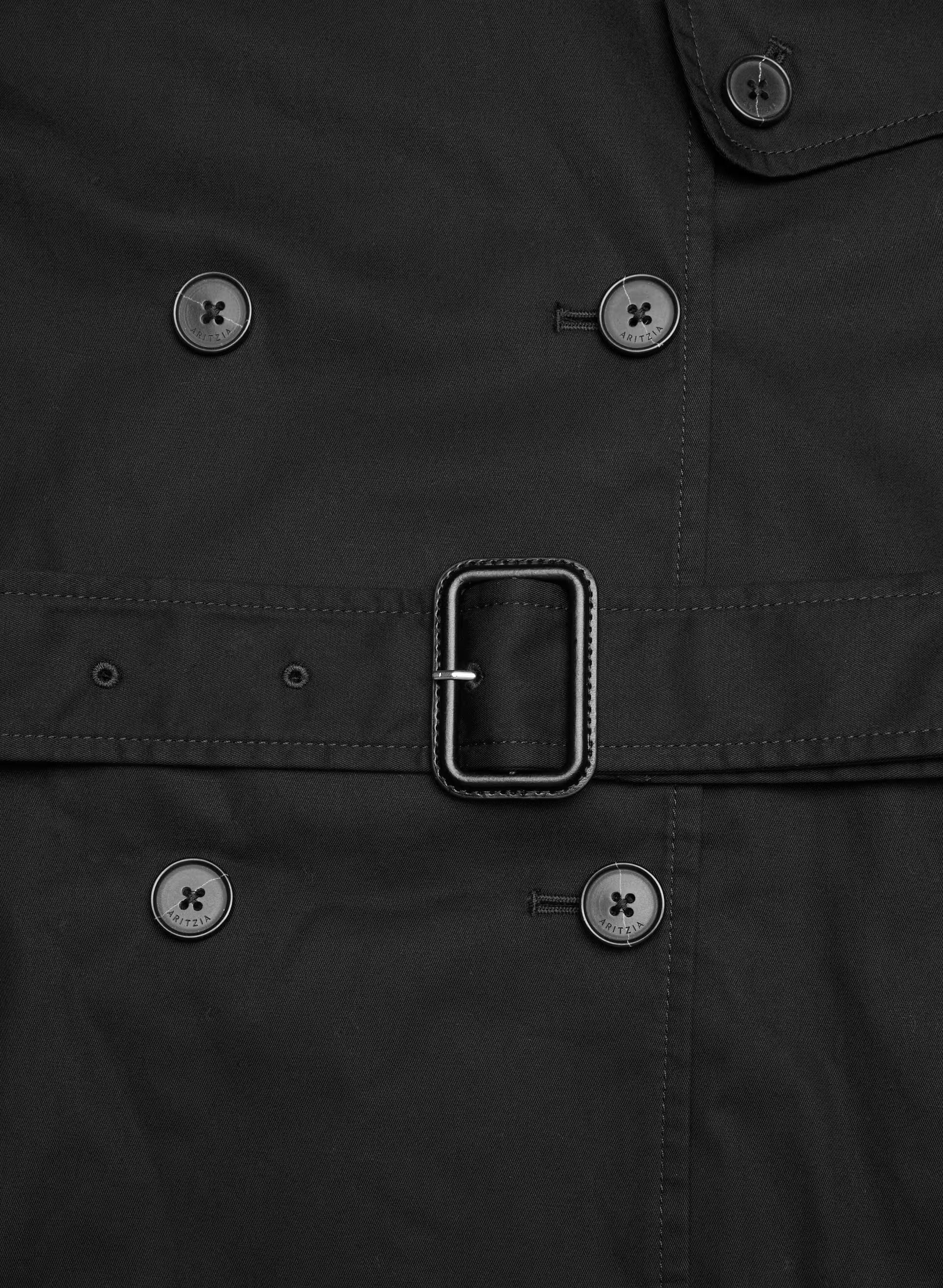 The Finch Mid Trench Coat - City Twill - BLACK