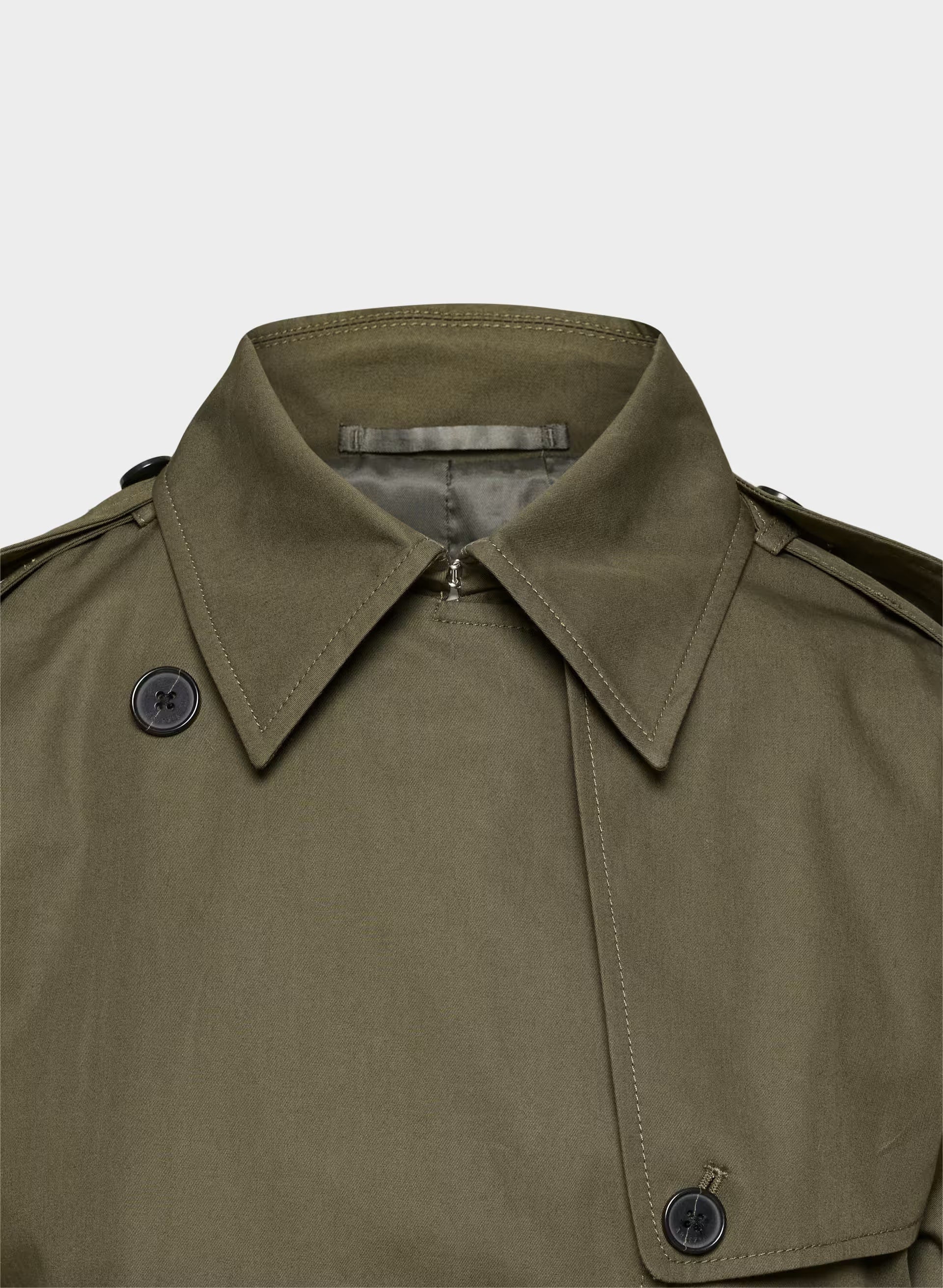 The Finch Mid Trench Coat - City Twill - ATLAS OLIVE