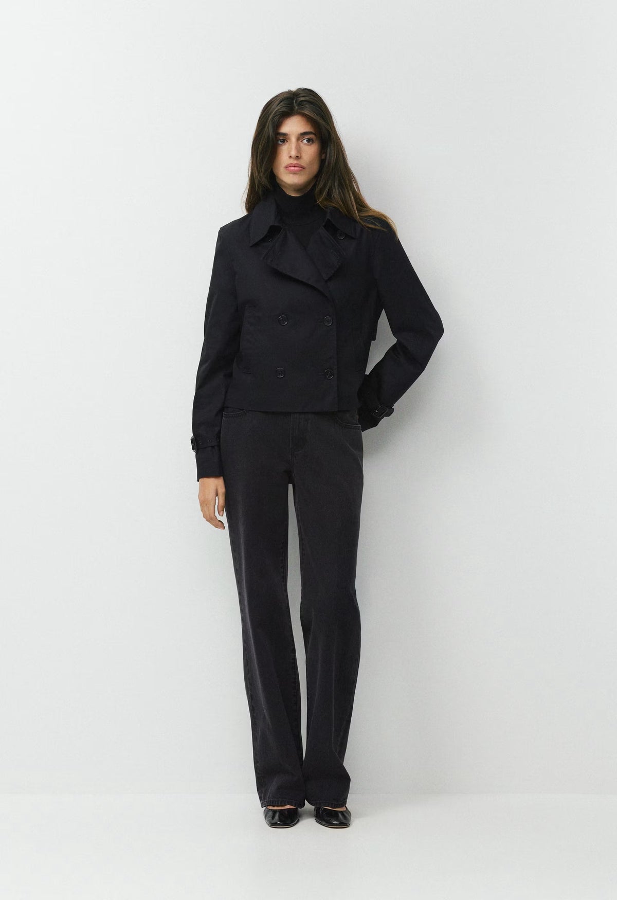 The Esquire Short Trench Coat - City Twill - BLACK