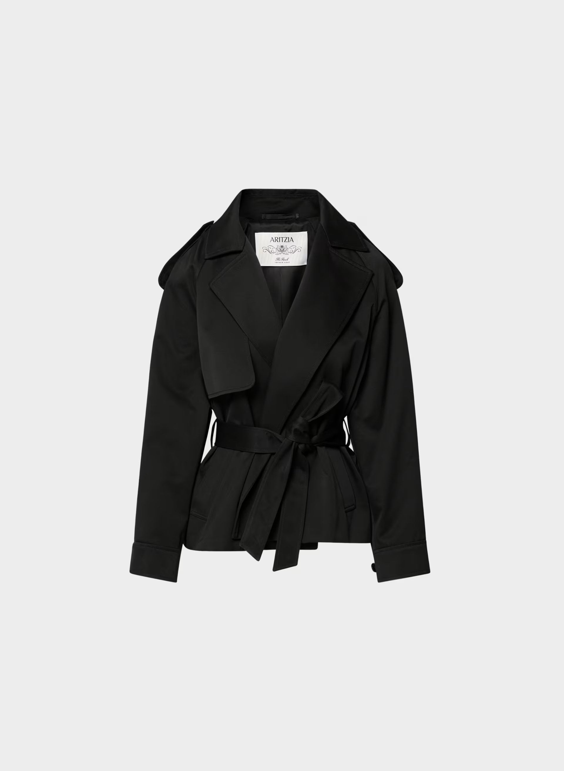 The Davis Short Trench Coat - Rich Twill - BLACK