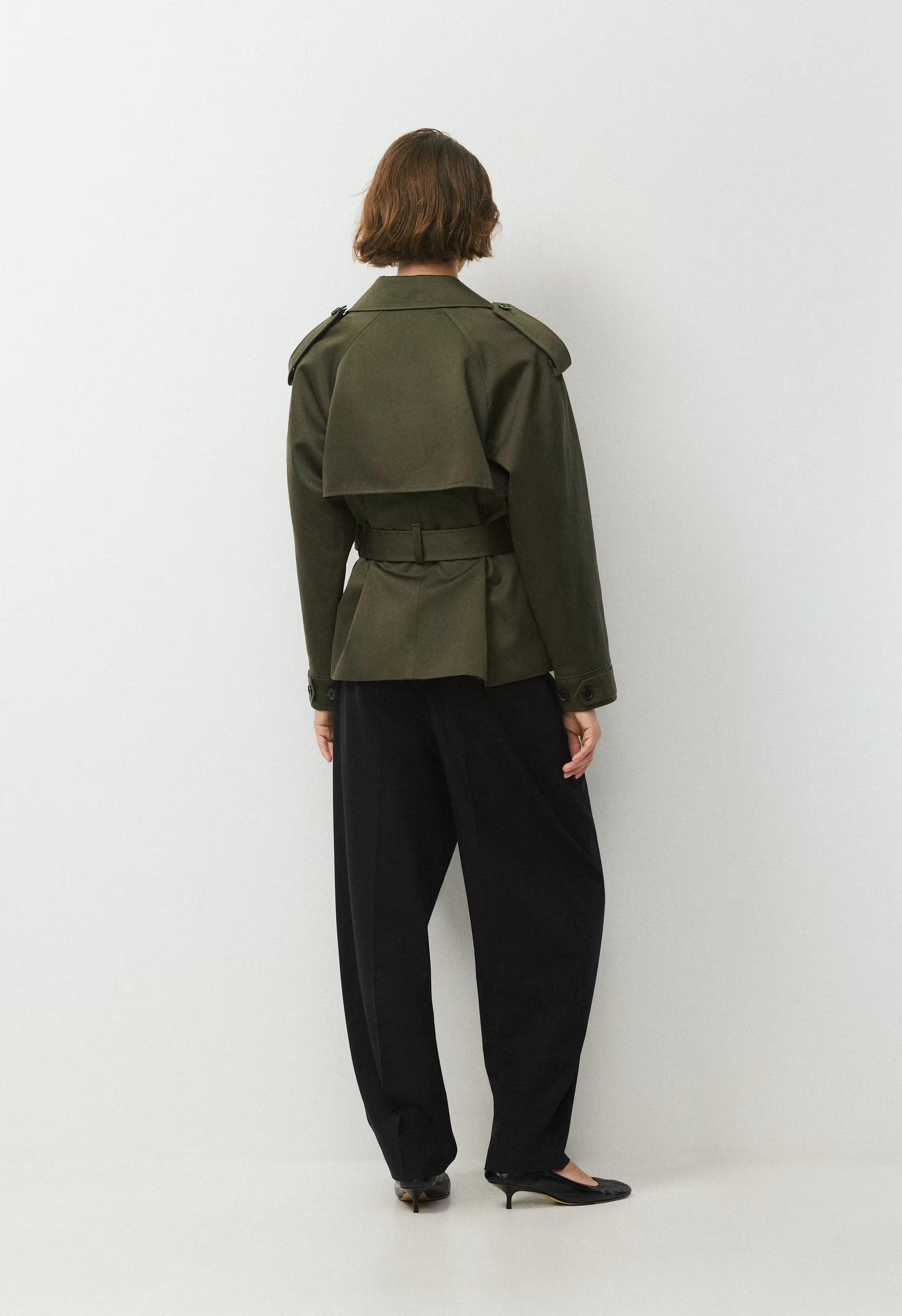The Davis Short Trench Coat - Rich Twill - DARK OLIVE