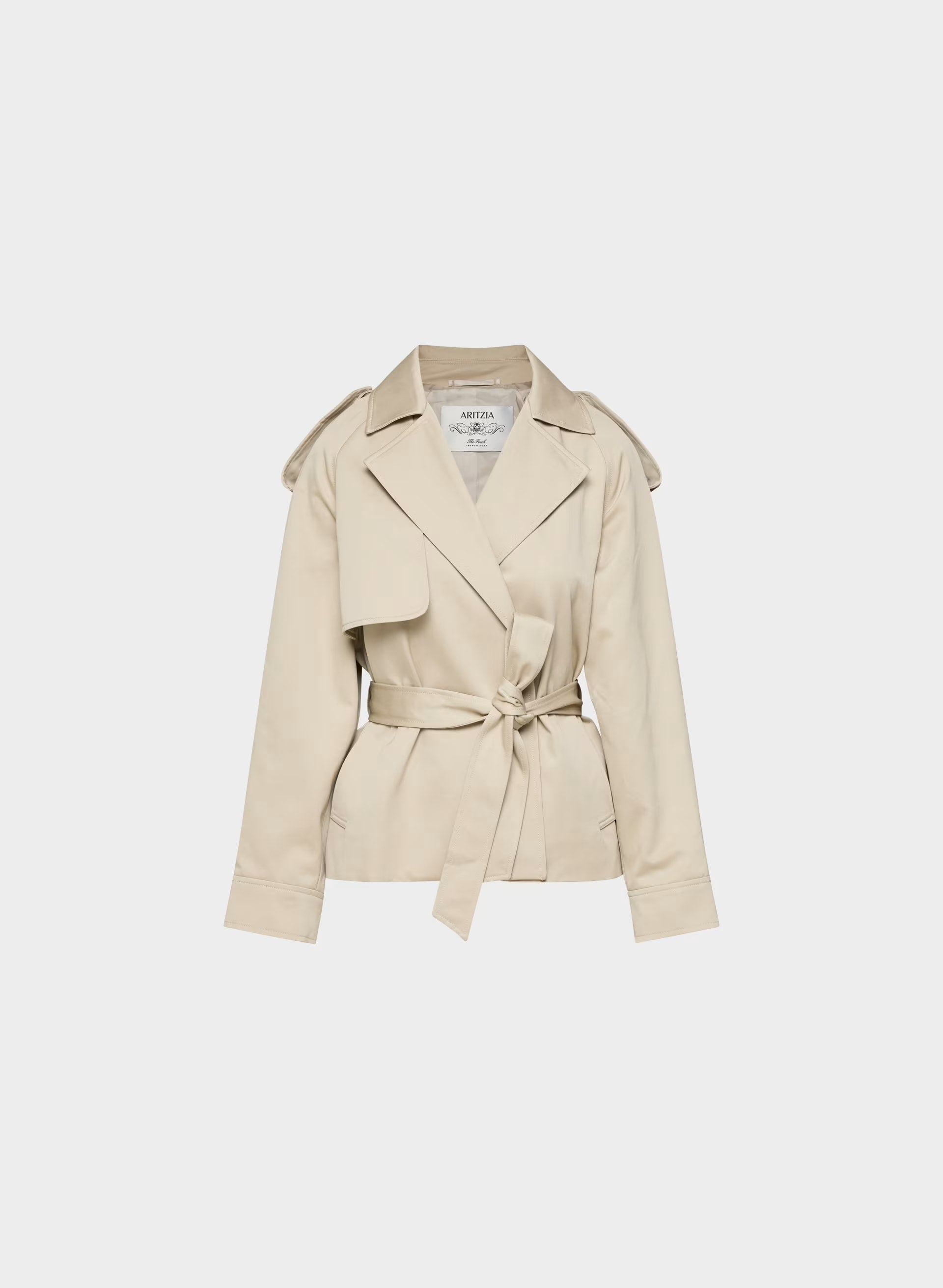 The Davis Short Trench Coat - Rich Twill - MARCONA BEIGE