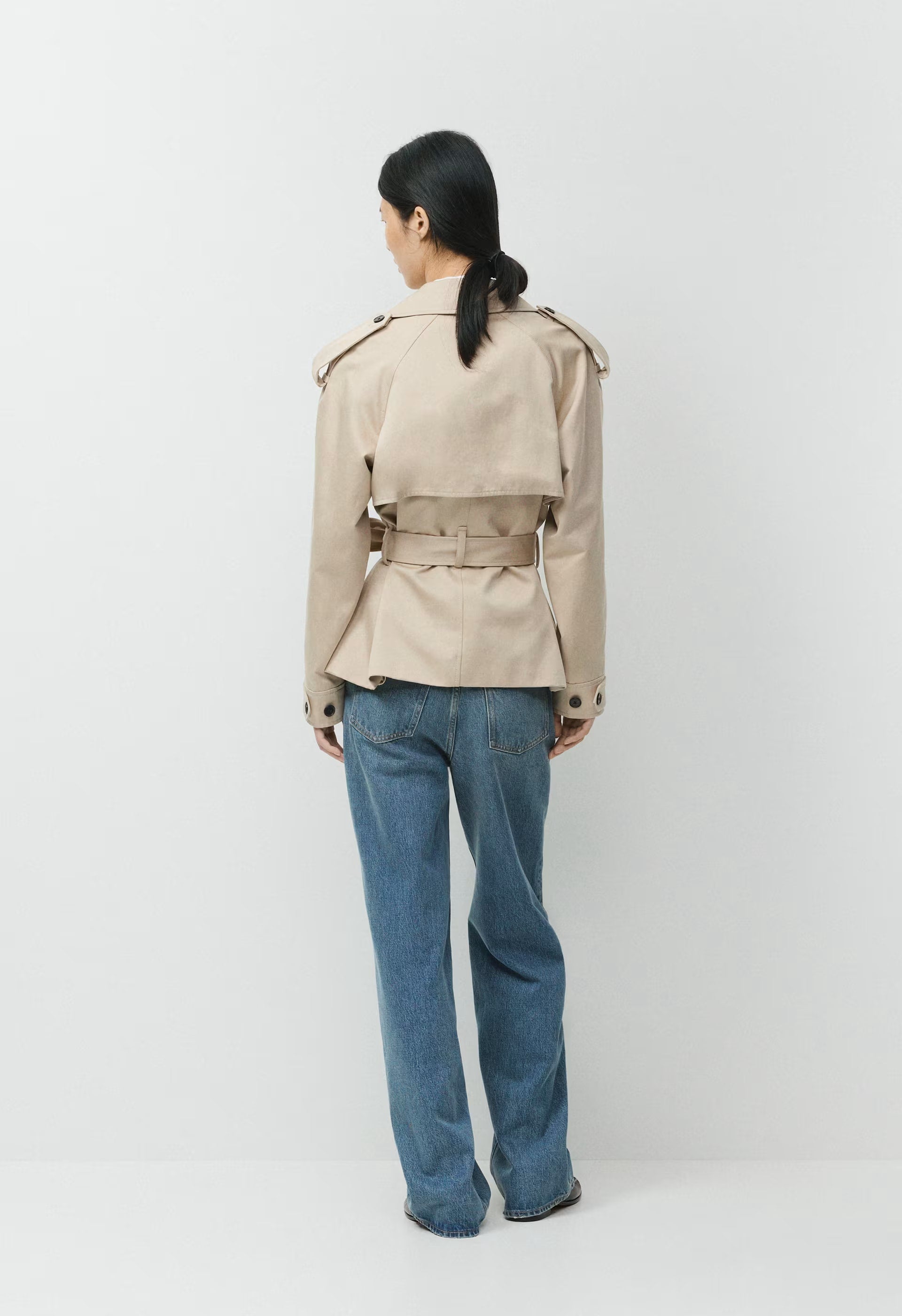 The Davis Short Trench Coat - Rich Twill - MARCONA BEIGE