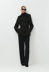 The Finch Short Trench Coat - City Twill - BLACK
