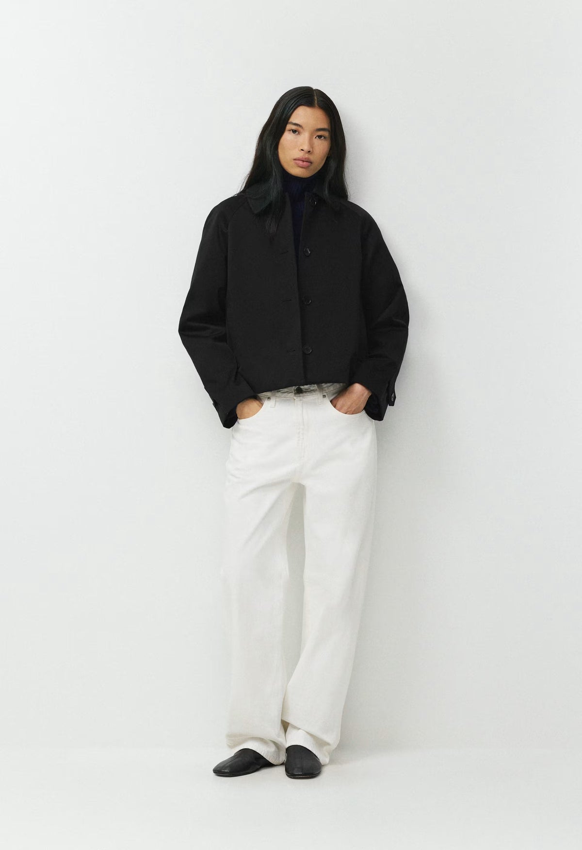 The Regent Short Trench Coat - Rich Twill - BLACK
