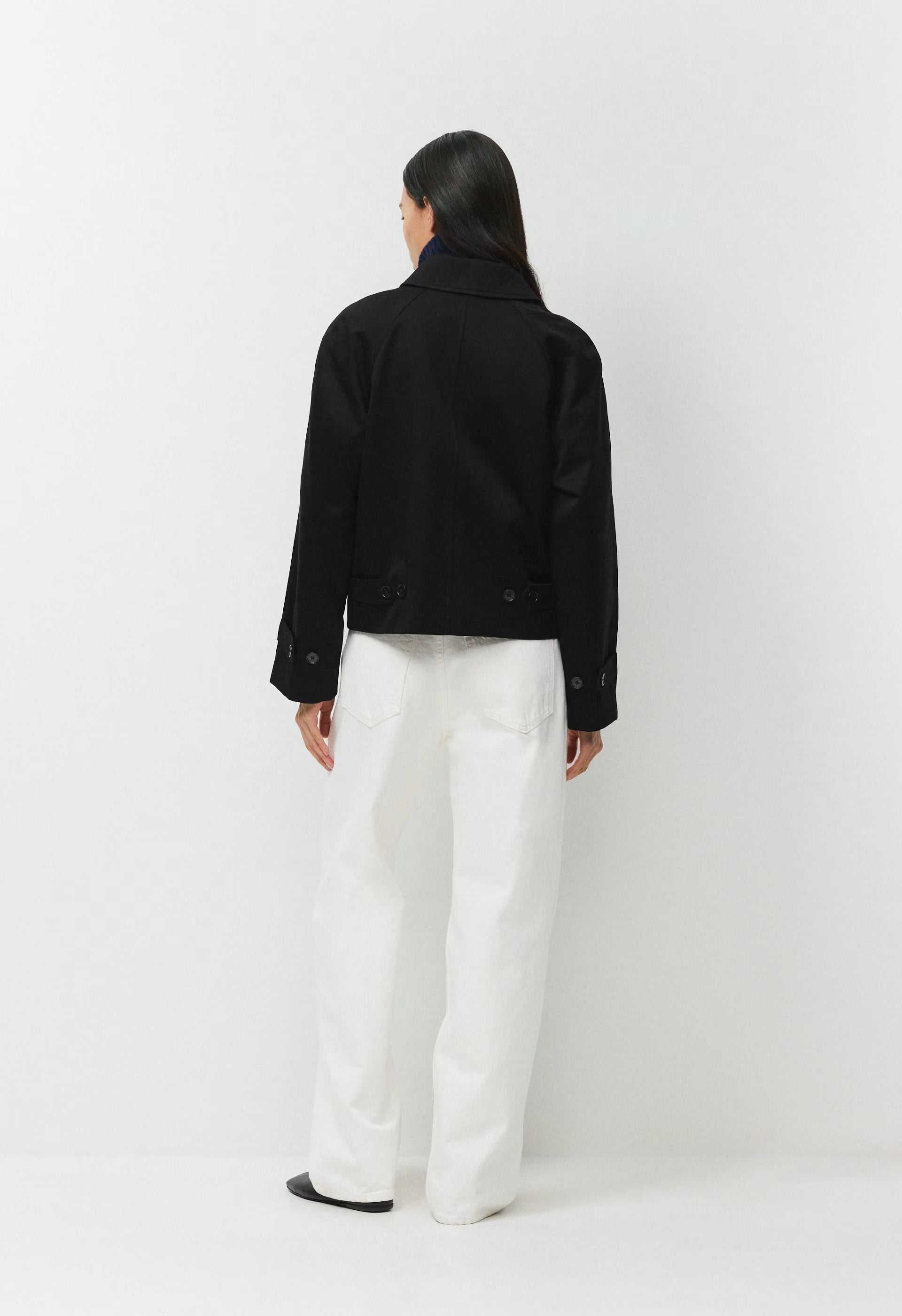 The Regent Short Trench Coat - Rich Twill - BLACK