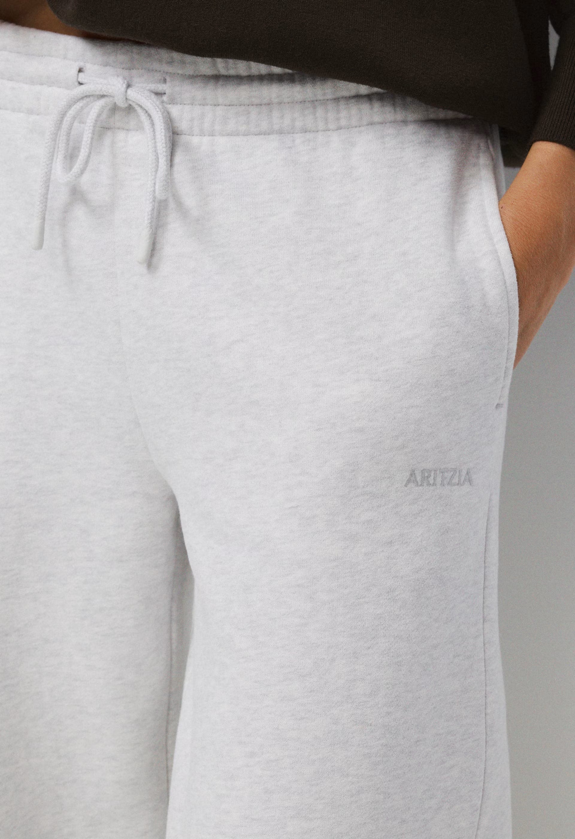 Cozy Sweatfleece Boyfriend Wide Sweatpant - HEATHER CLOUD WHITE