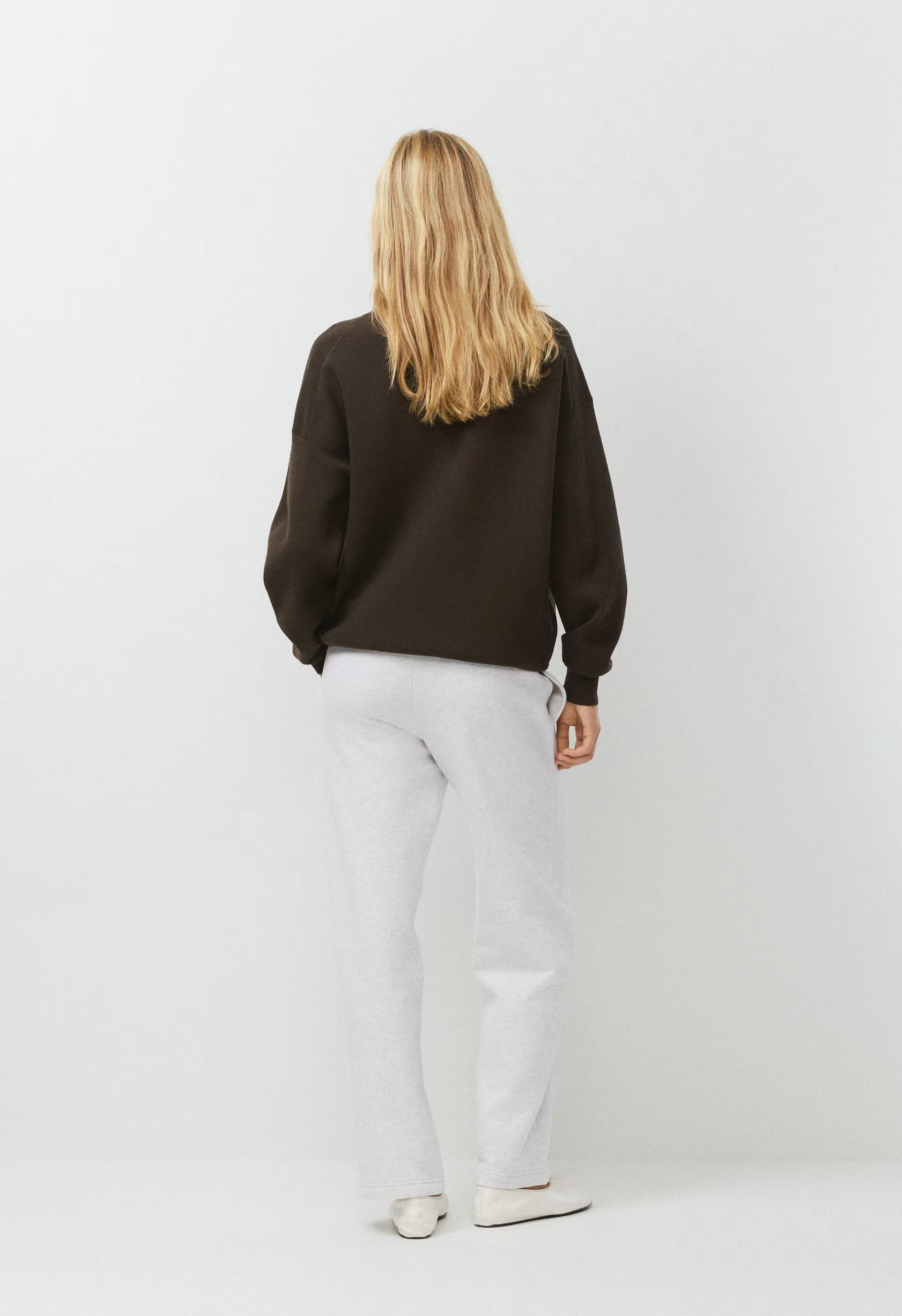 Cozy Sweatfleece Boyfriend Wide Sweatpant - HEATHER CLOUD WHITE