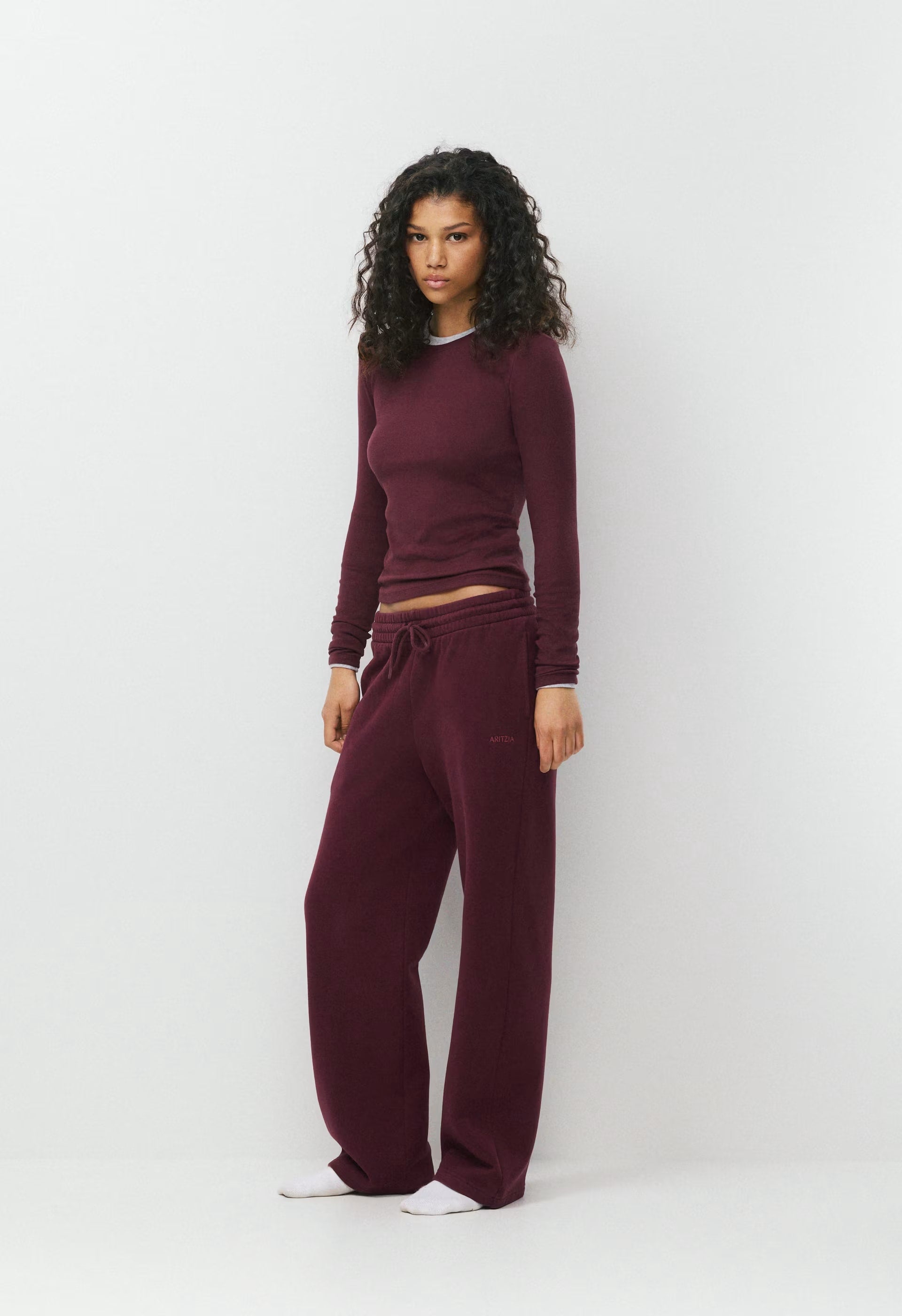 Cozy Sweatfleece Boyfriend Wide Sweatpant - HEATHER CLOUD WHITE