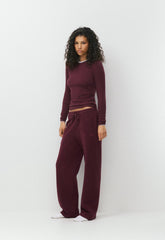 Cozy Sweatfleece Boyfriend Wide Sweatpant - GALA PLUM