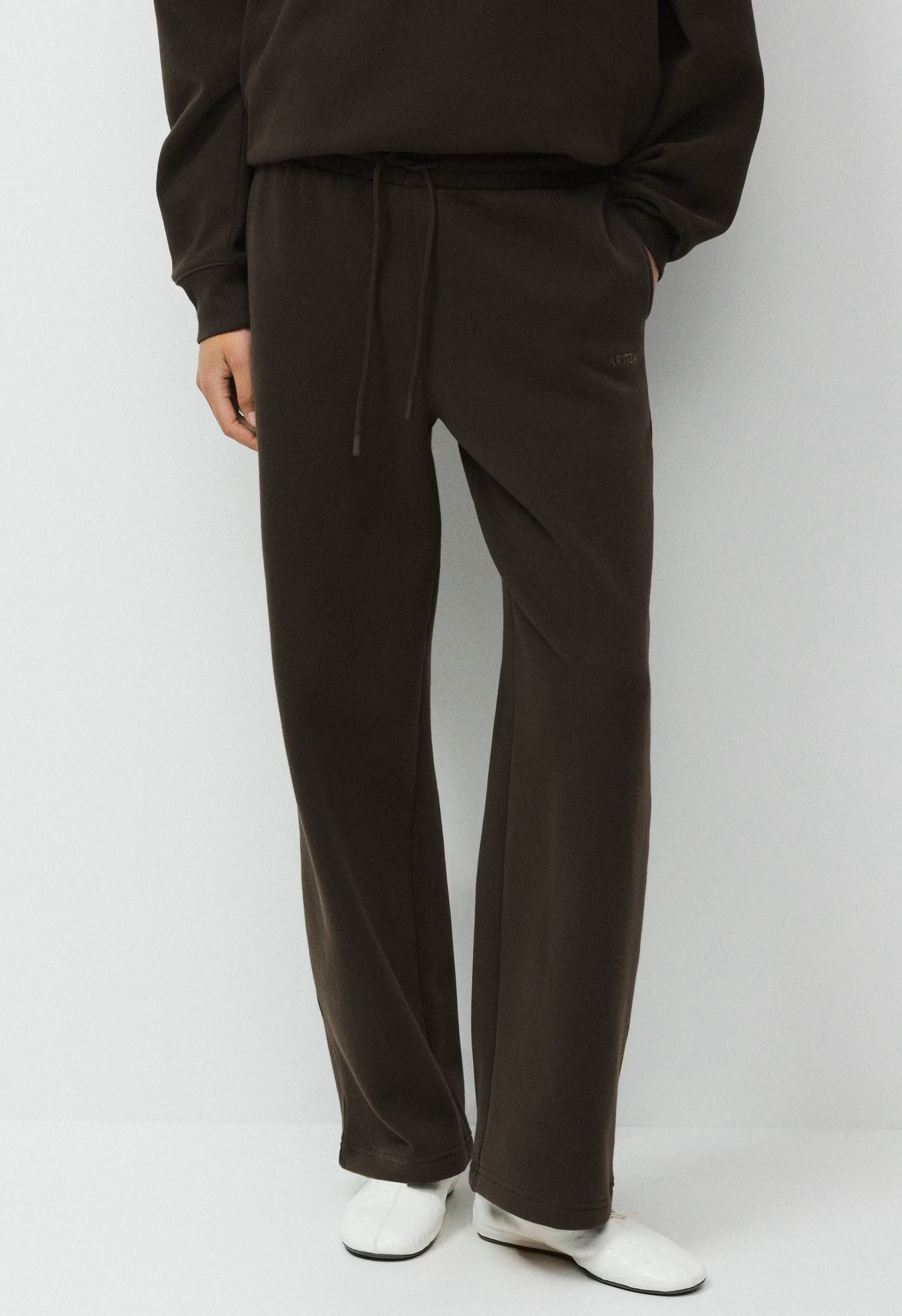 Cozy Sweatfleece Boyfriend Wide Sweatpant - CACAO NIB BROWN