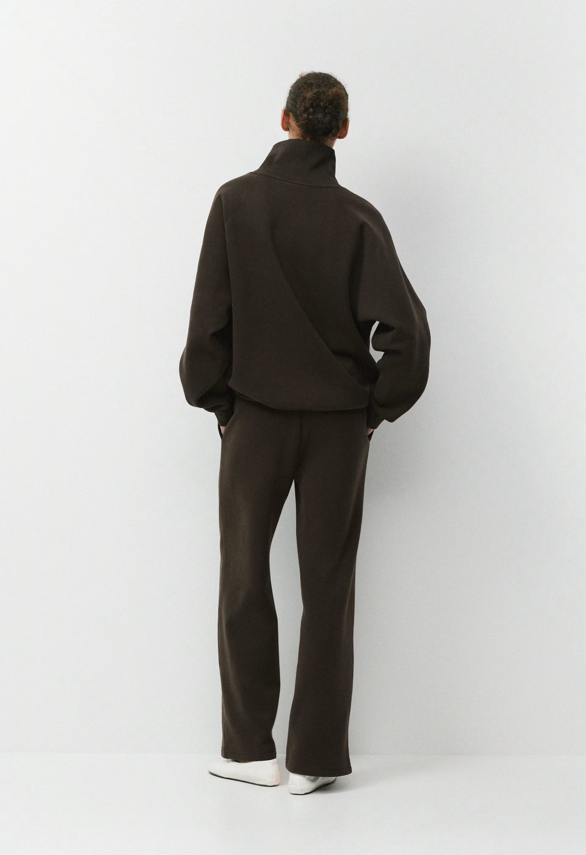 Cozy Sweatfleece Boyfriend Wide Sweatpant - CACAO NIB BROWN