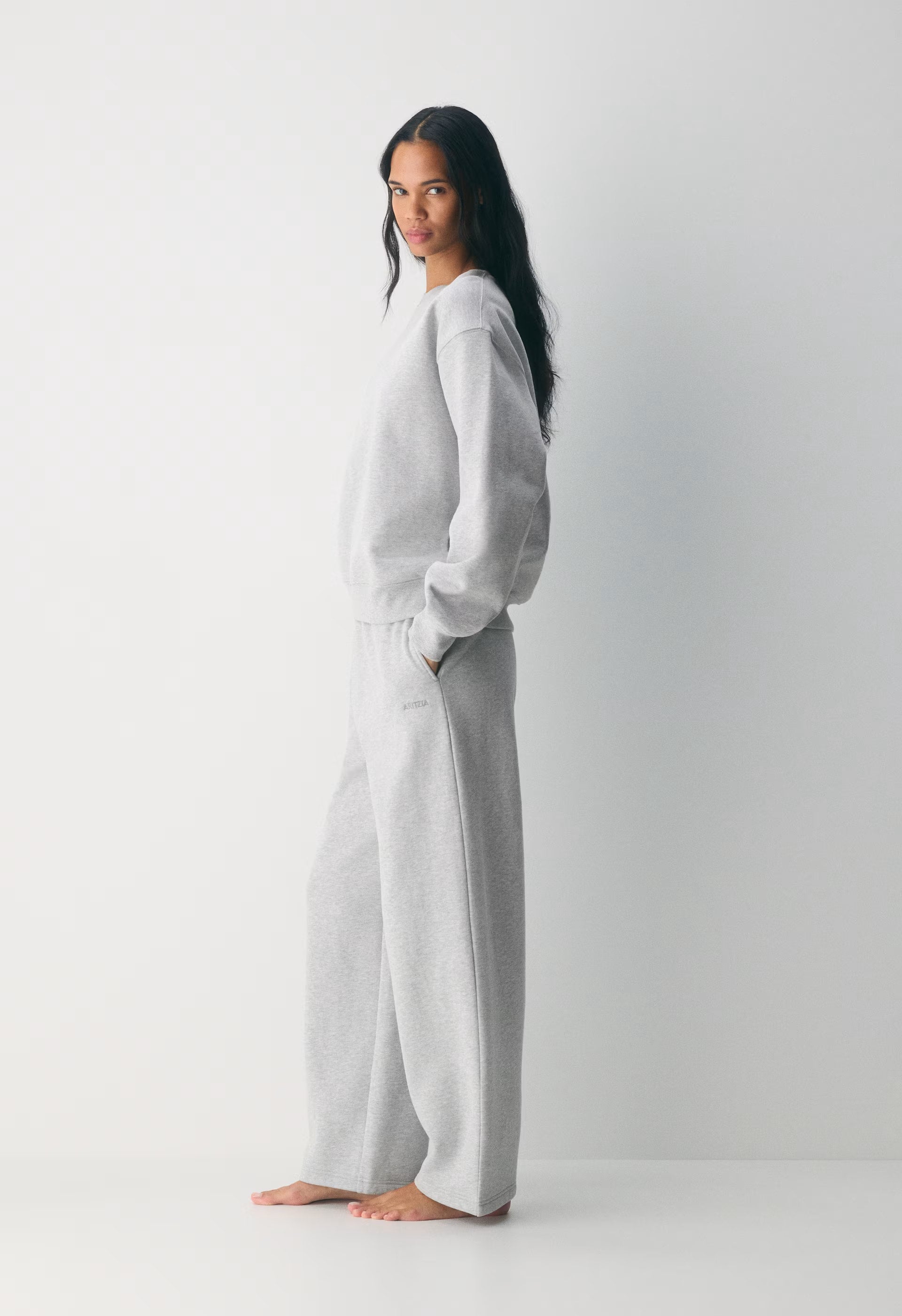 Cozy Sweatfleece Boyfriend Barrel Sweatpant - HEATHER CHROME