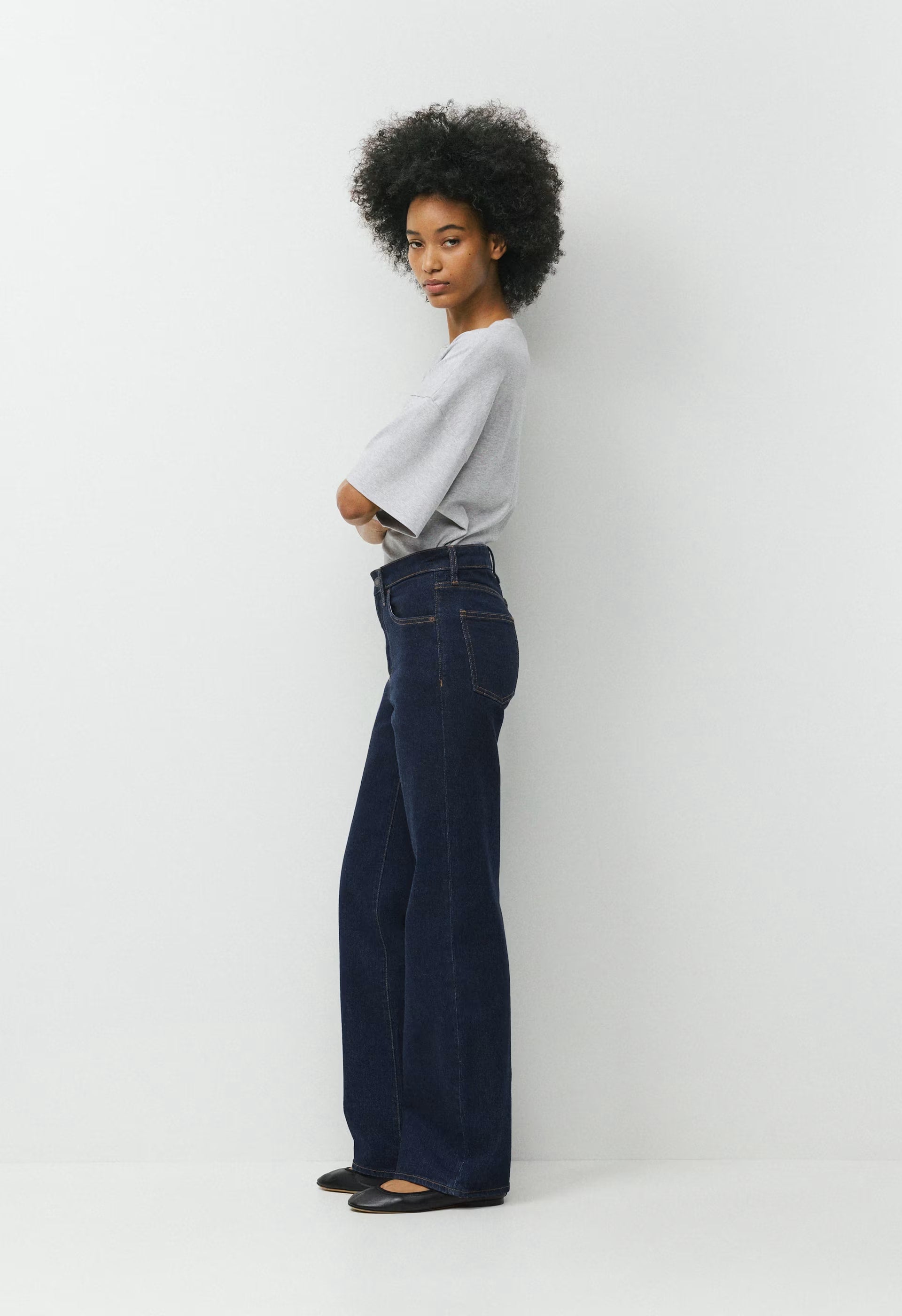 Denim Forum Remy Hi-Rise Wide Jean - NO-STRESS DARK BLUE