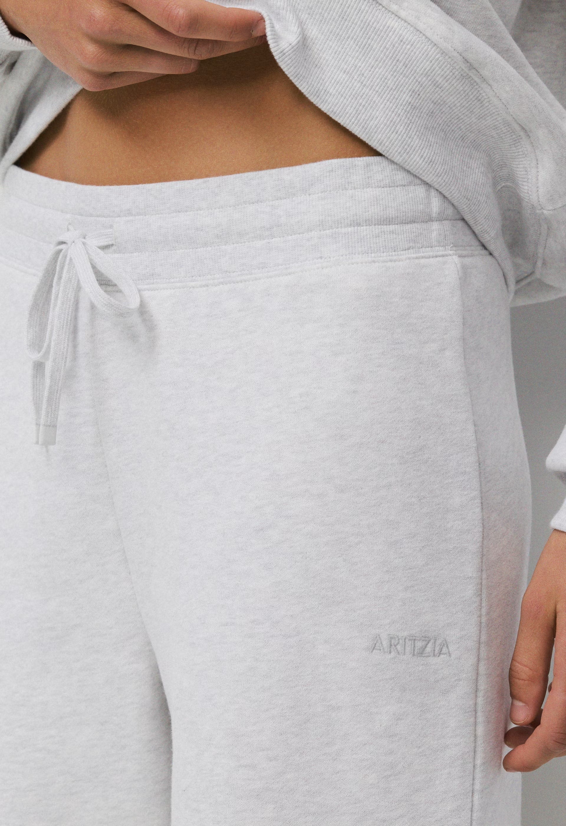 Cozy Sweatfleece Perfect Banded Sweatpant - HEATHER CLOUD WHITE